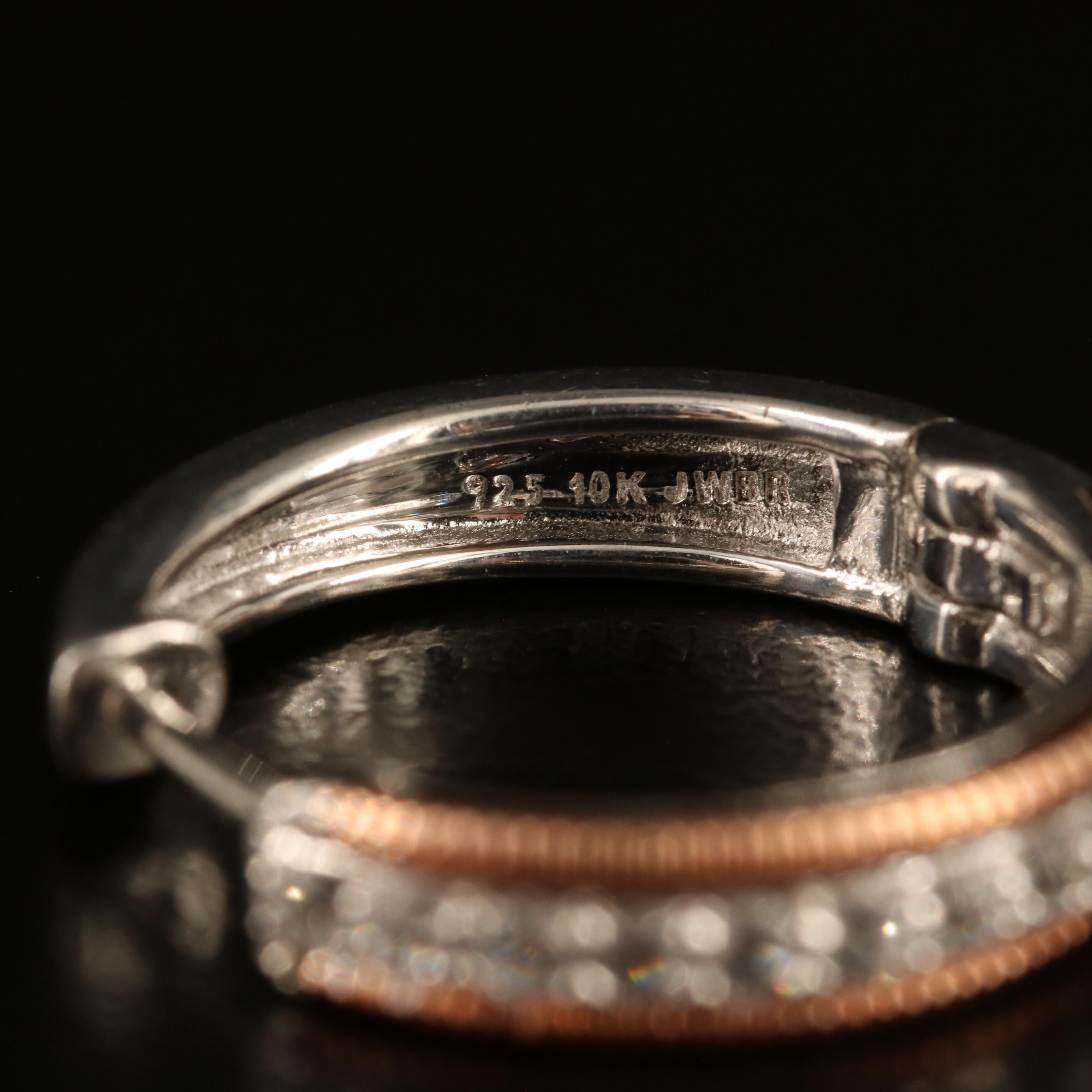 Sterling White Sapphire Hoop Earrings with 10K Accents