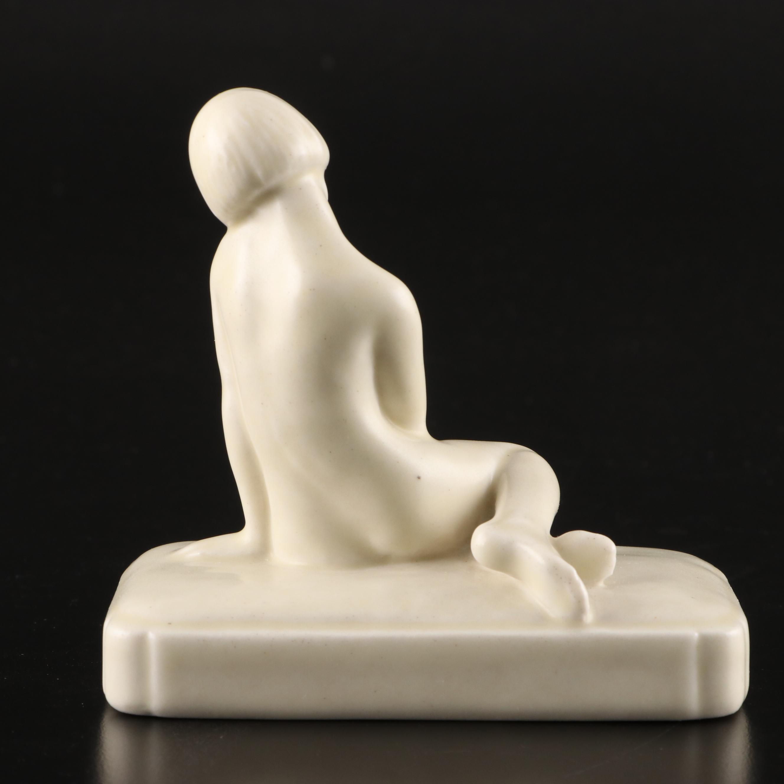 Louise Abel for Rookwood Pottery Glazed Ceramic Seated Paperweight, 1928