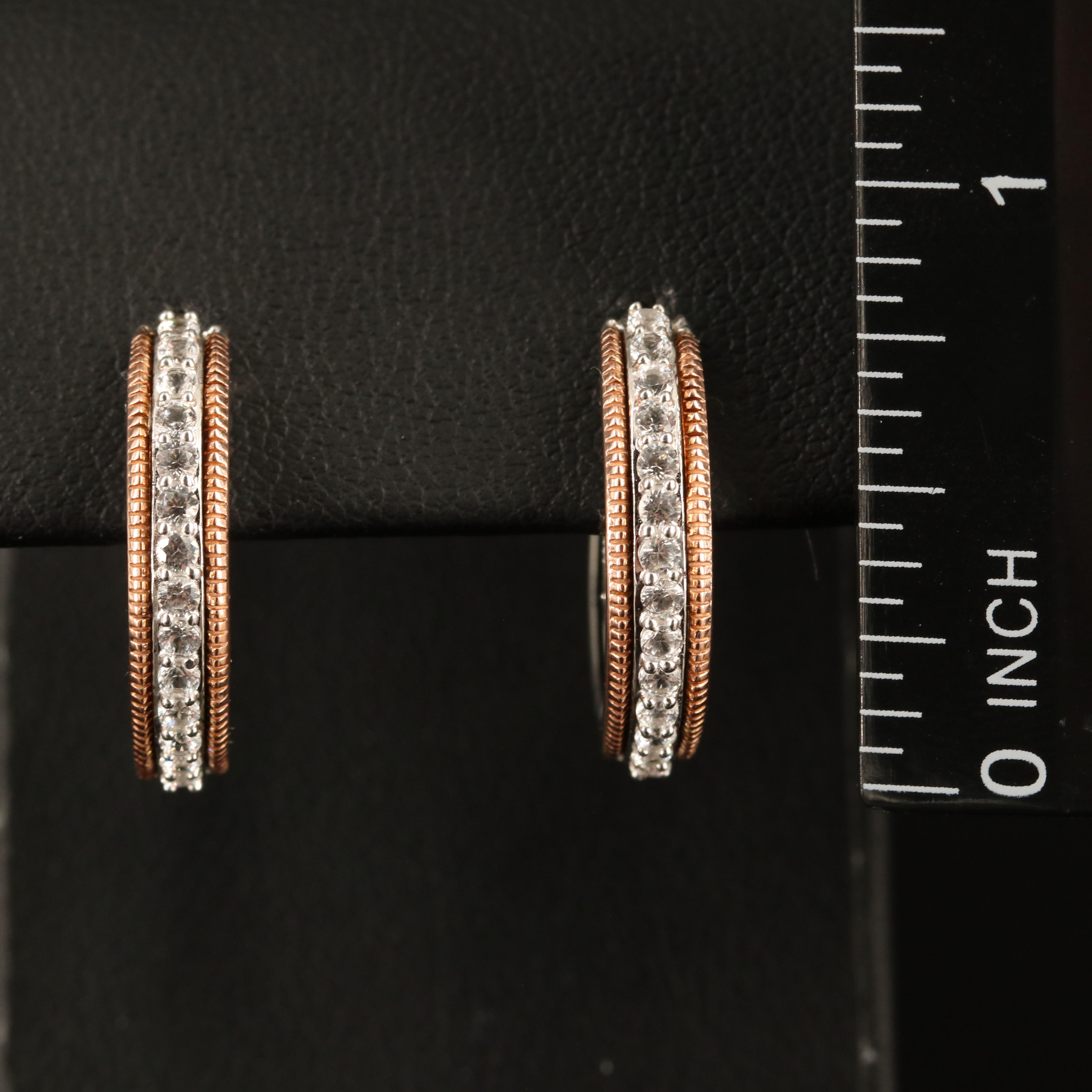 Sterling White Sapphire Hoop Earrings with 10K Accents