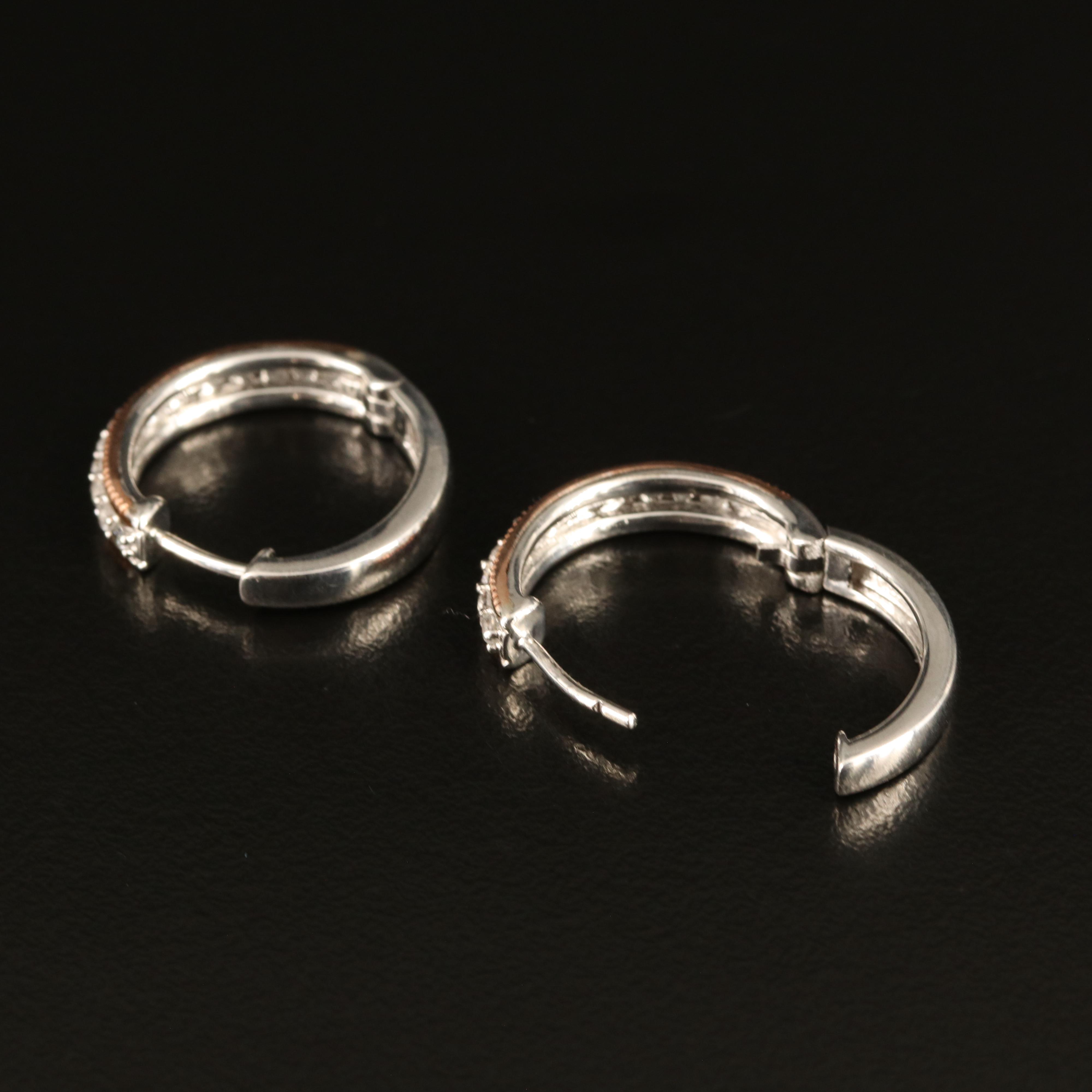 Sterling White Sapphire Hoop Earrings with 10K Accents