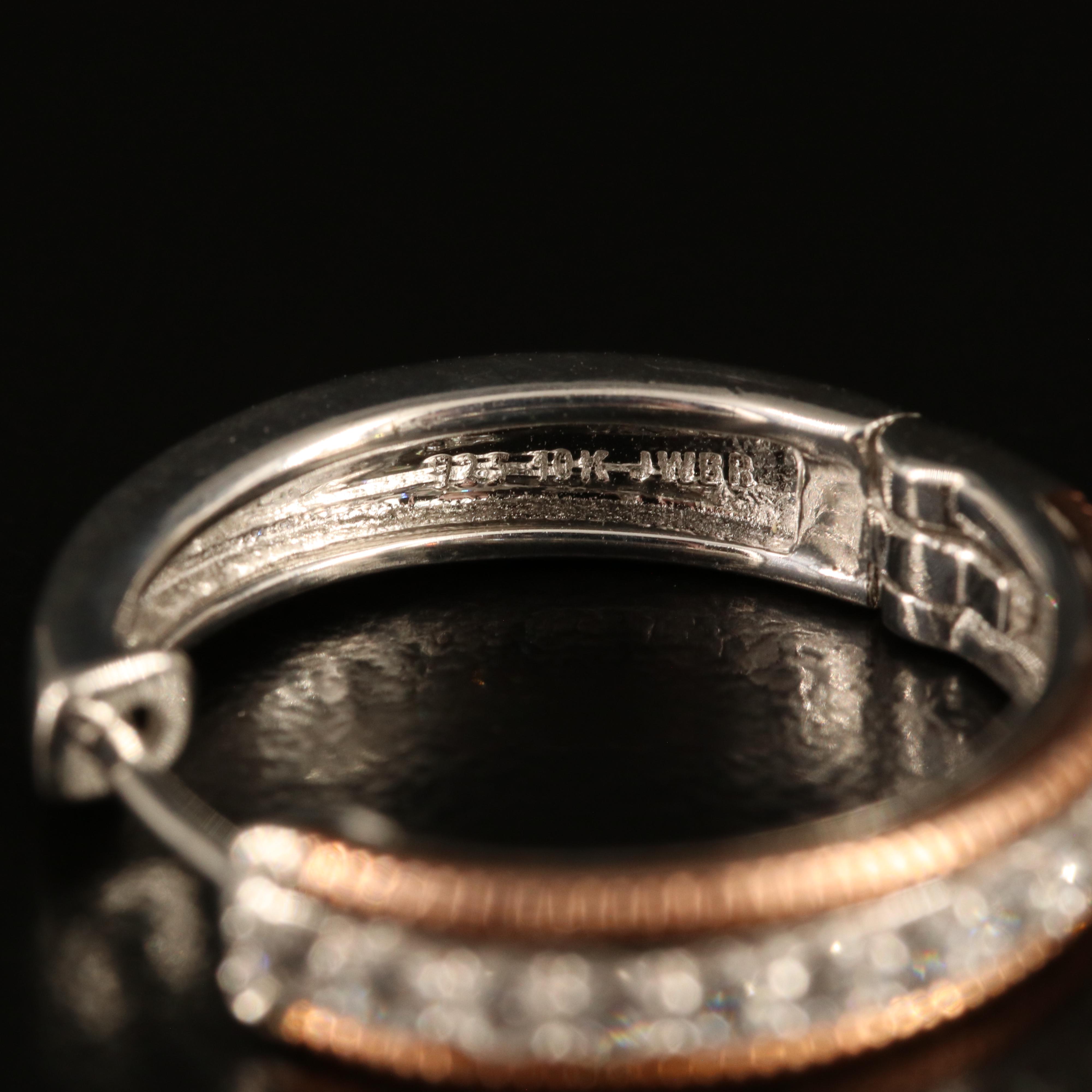 Sterling White Sapphire Hoop Earrings with 10K Accents