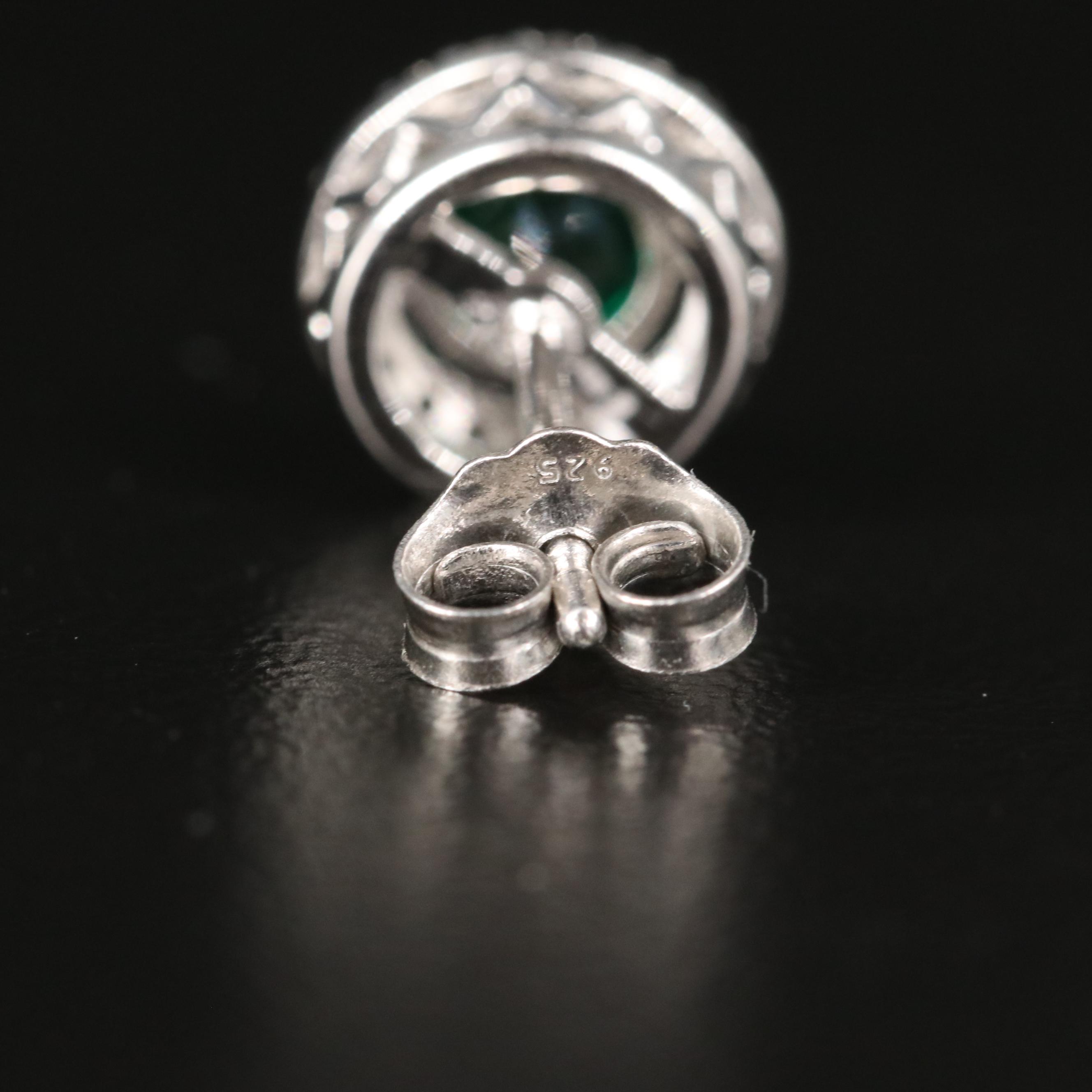 Sterling Emerald and Sapphire Stud Earrings