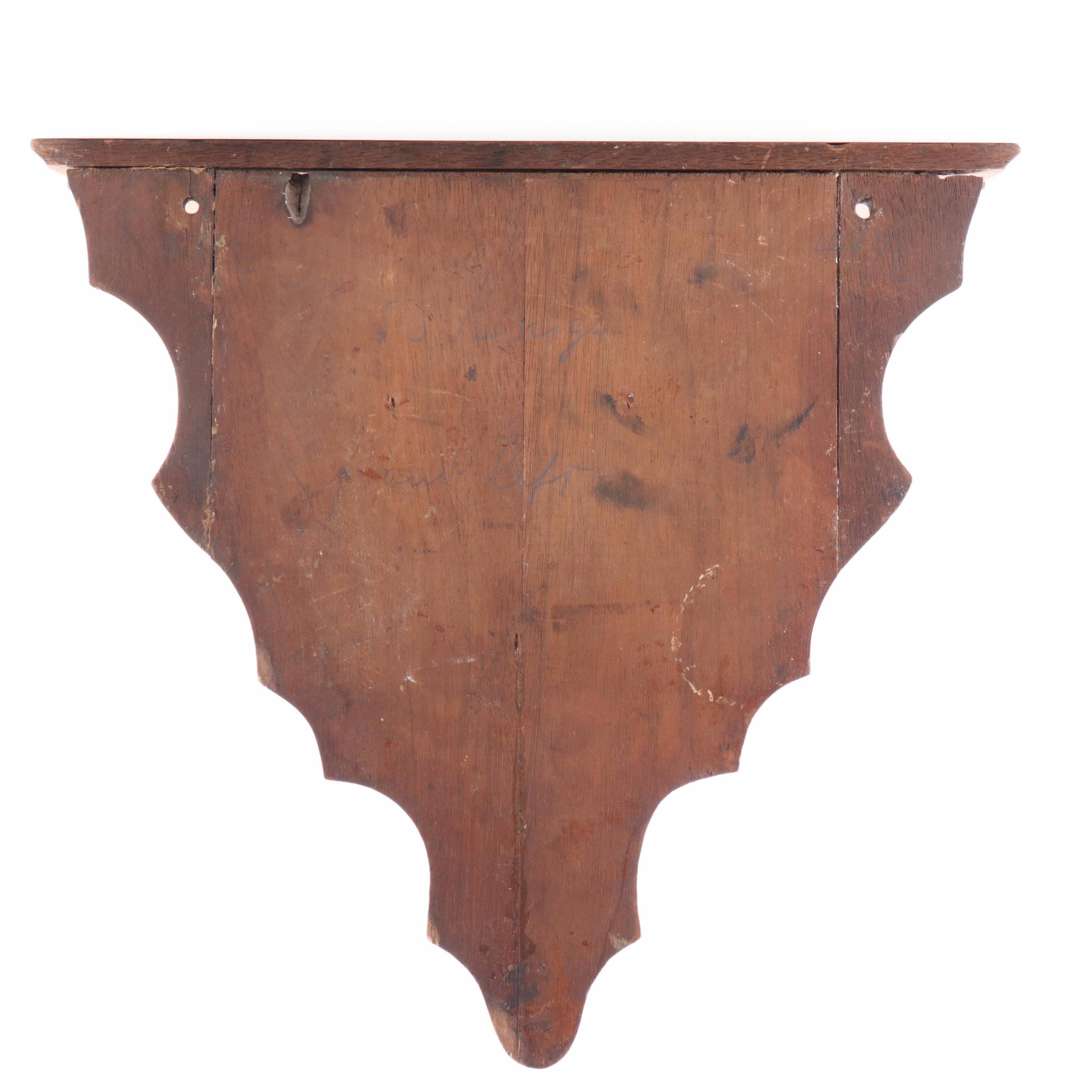 Victorian Black Forest Carved Walnut Wood Stag Mount Wall Shelf