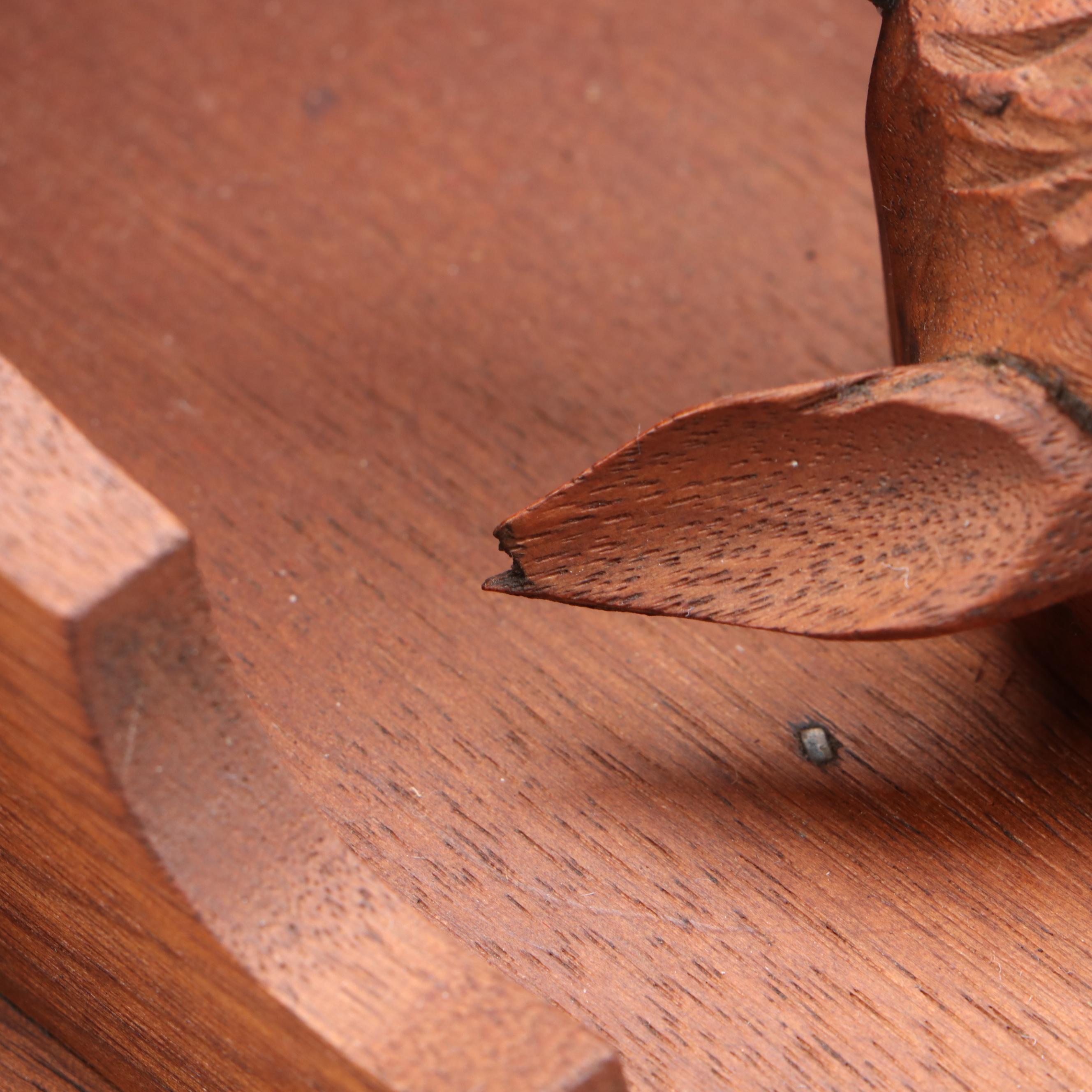 Victorian Black Forest Carved Walnut Wood Stag Mount Wall Shelf