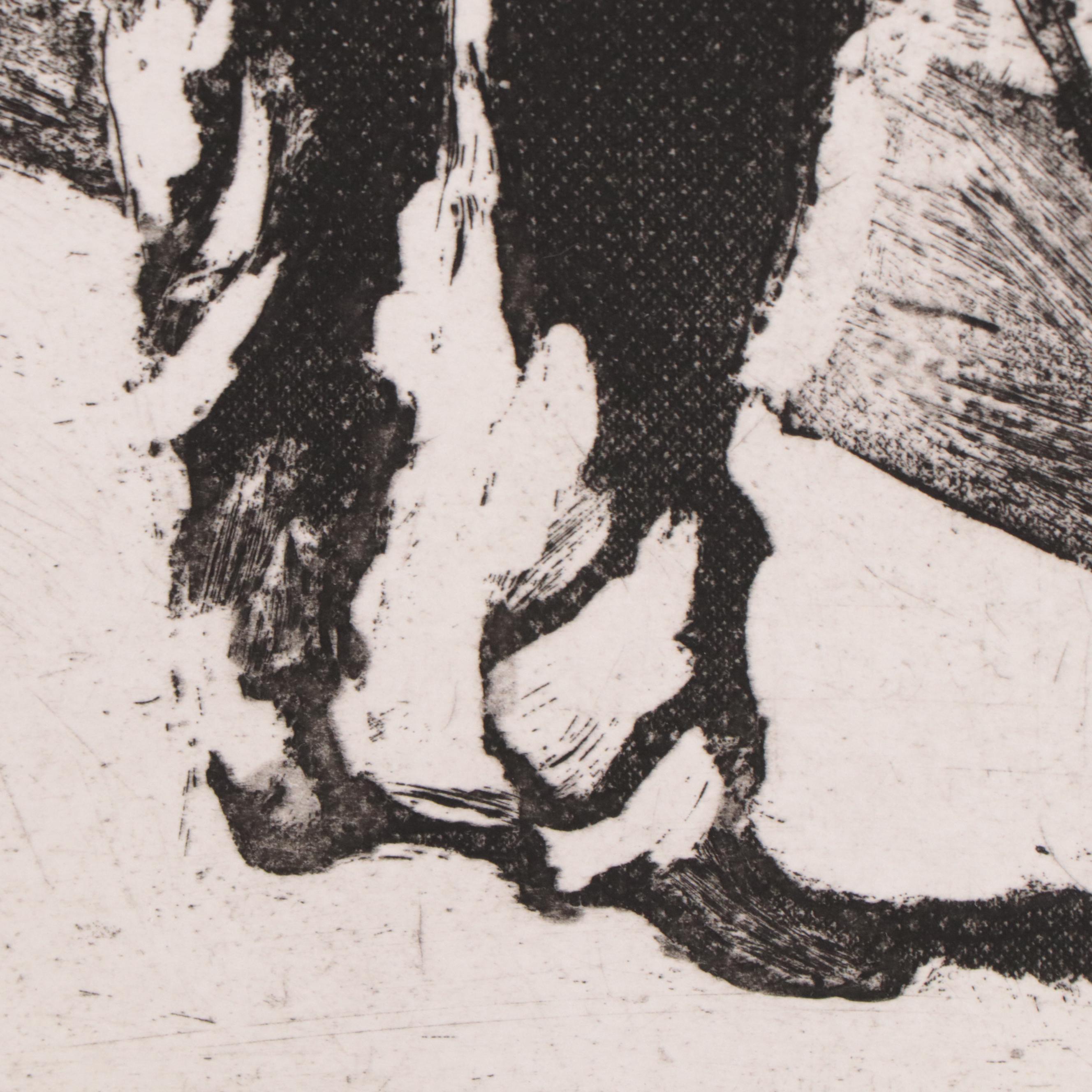 Sidney Chafetz Etching of Man and Corinthian Capital