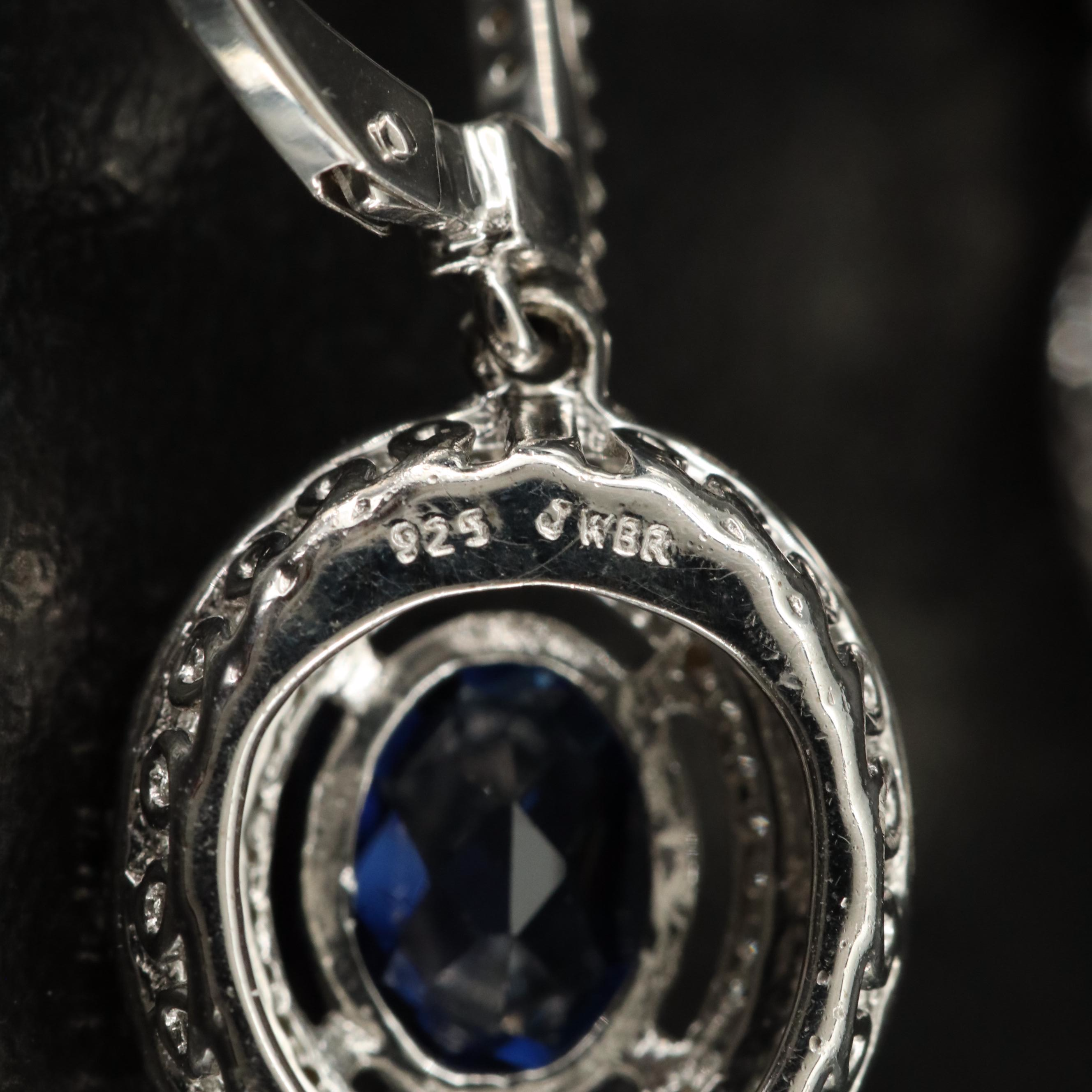 Sterling Blue Sapphire and Sapphire Earrings