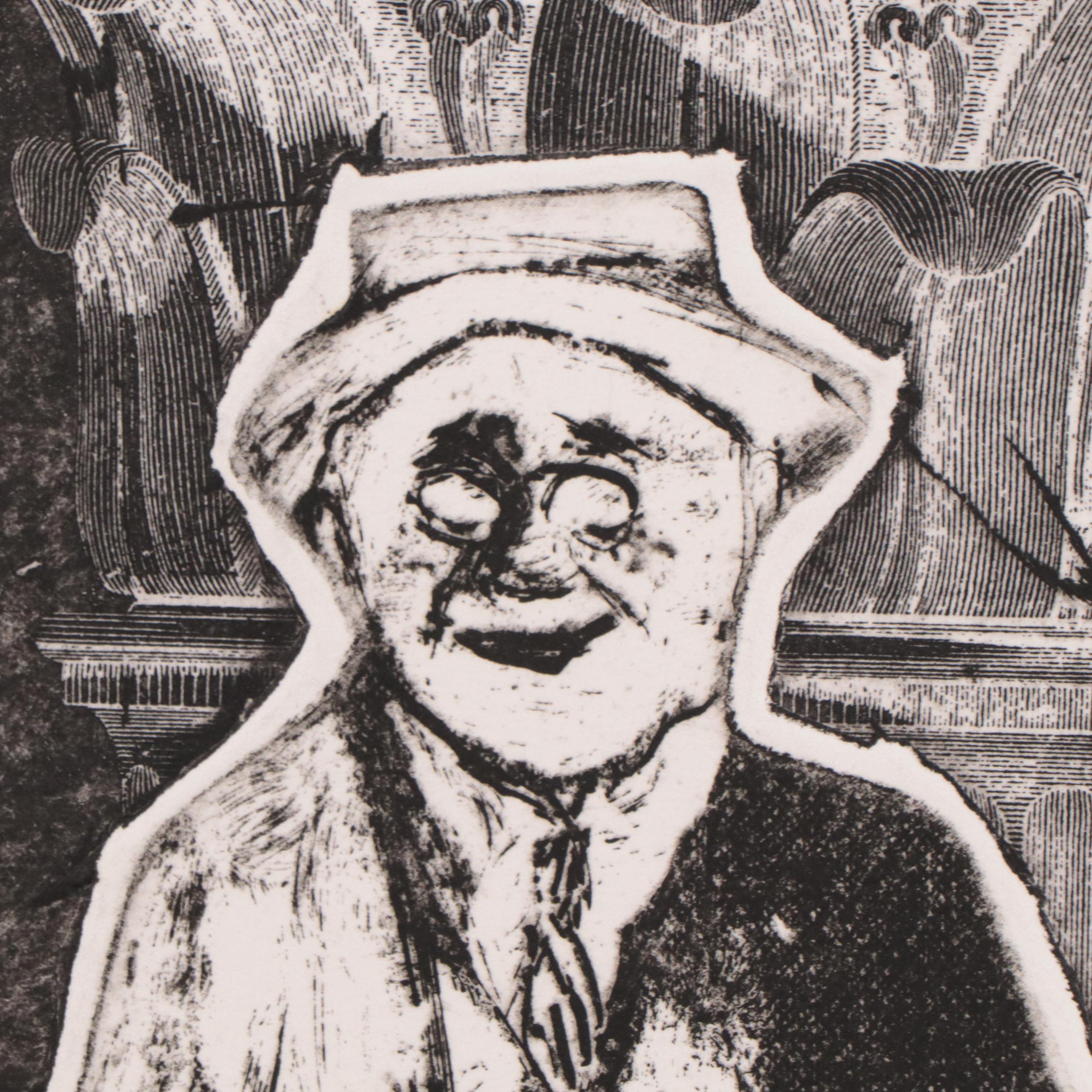 Sidney Chafetz Etching of Man and Corinthian Capital