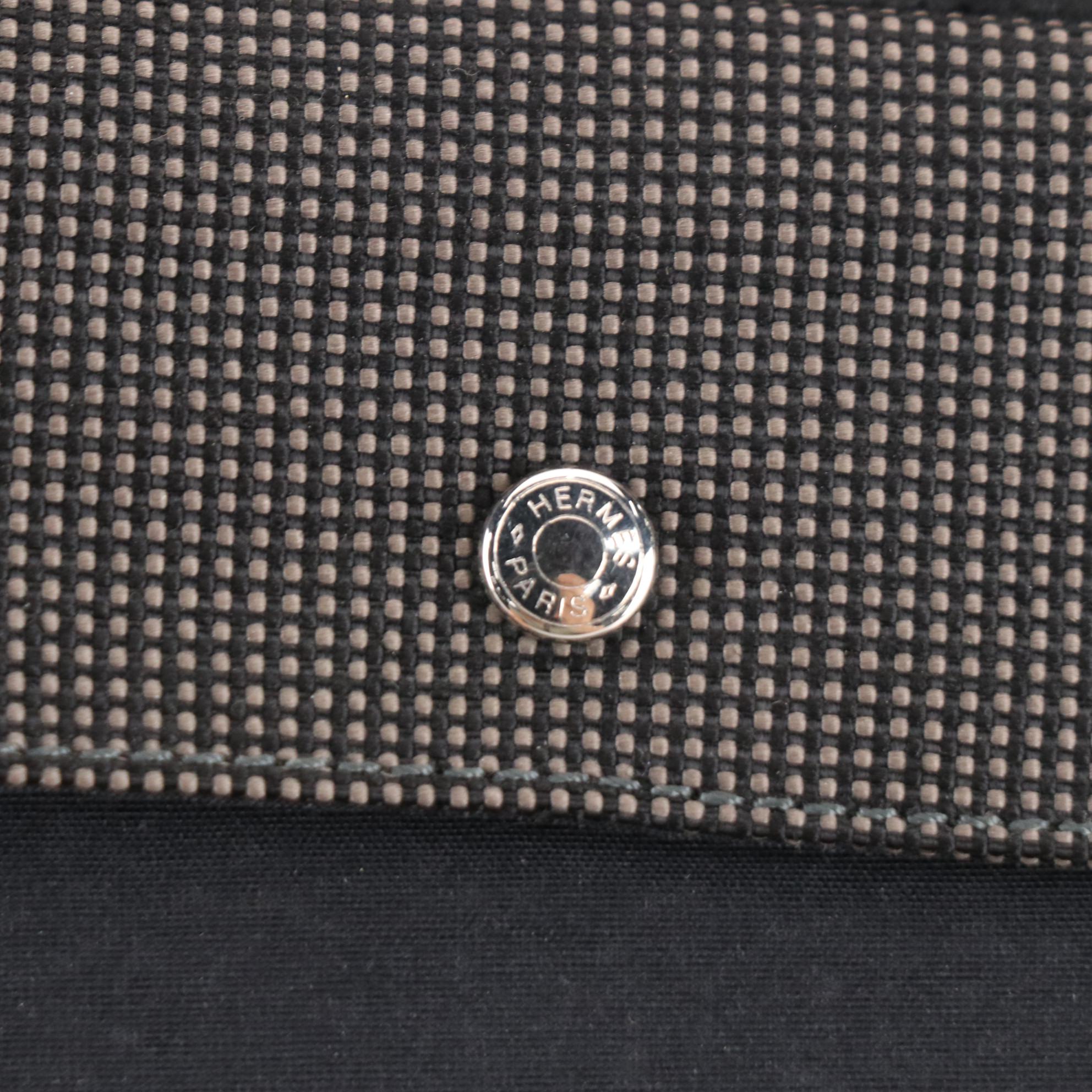 Hermès Herline Zip-Around Wallet in Gray and Black Nylon