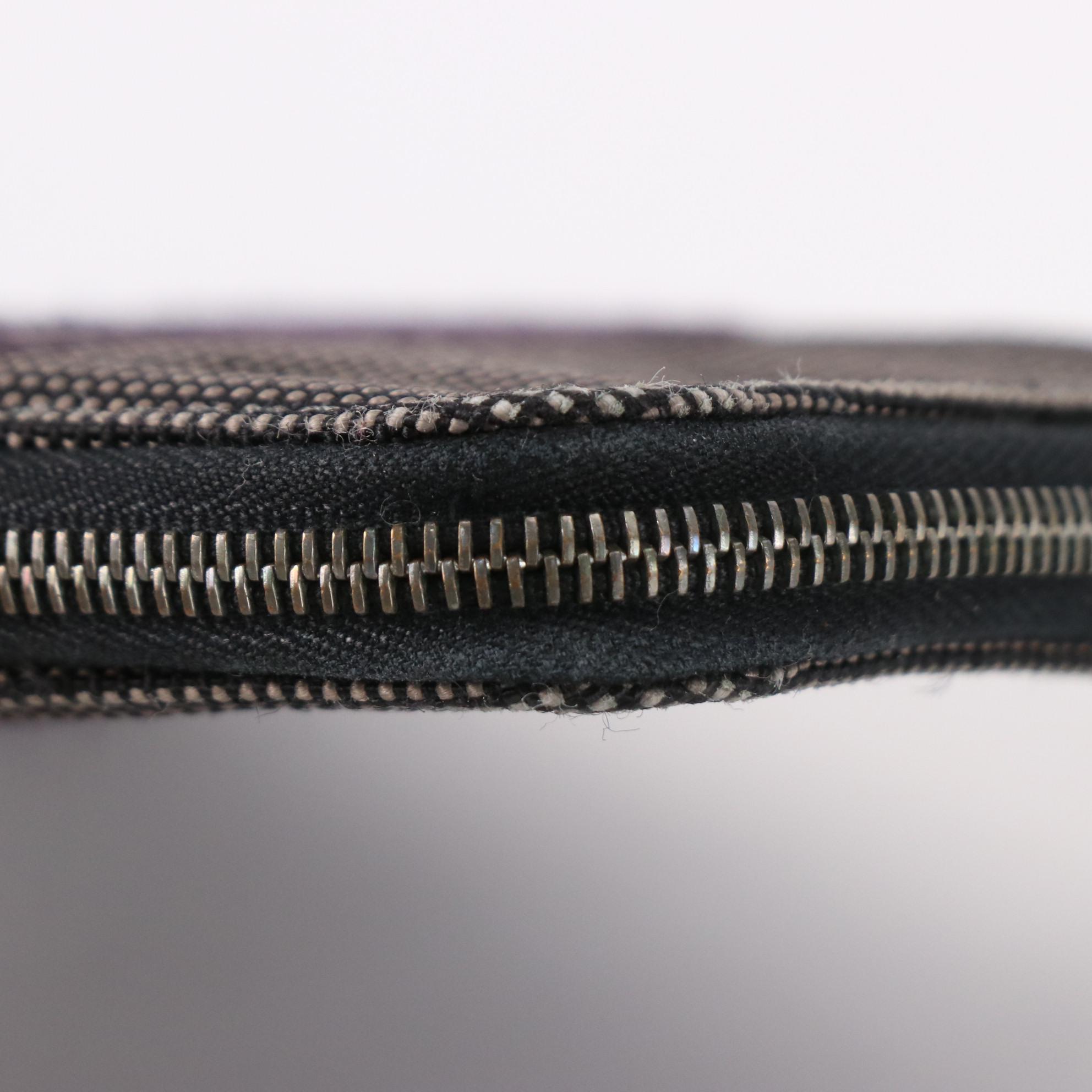 Hermès Herline Zip-Around Wallet in Gray and Black Nylon