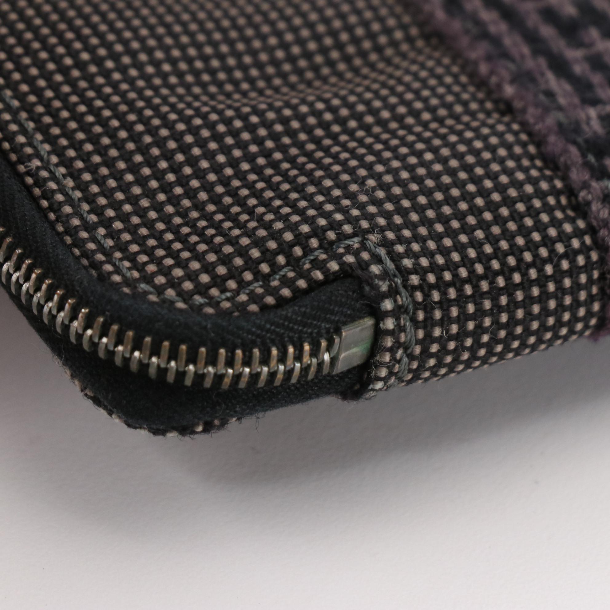 Hermès Herline Zip-Around Wallet in Gray and Black Nylon