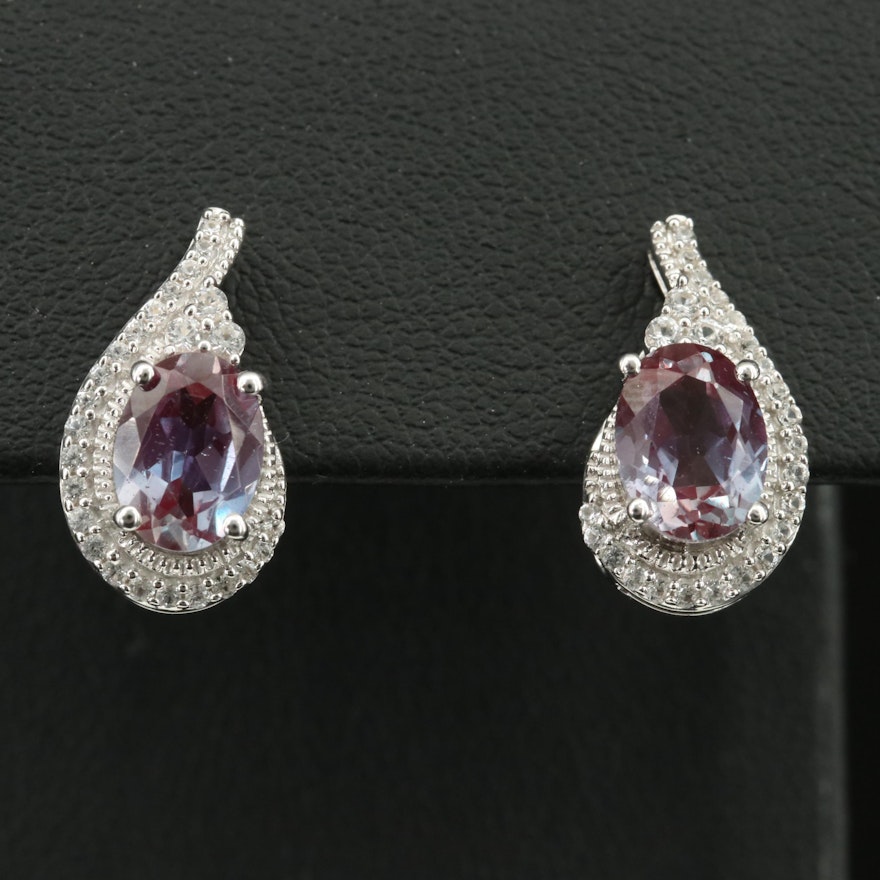 Sterling Color Change Sapphire and Sapphire Earrings