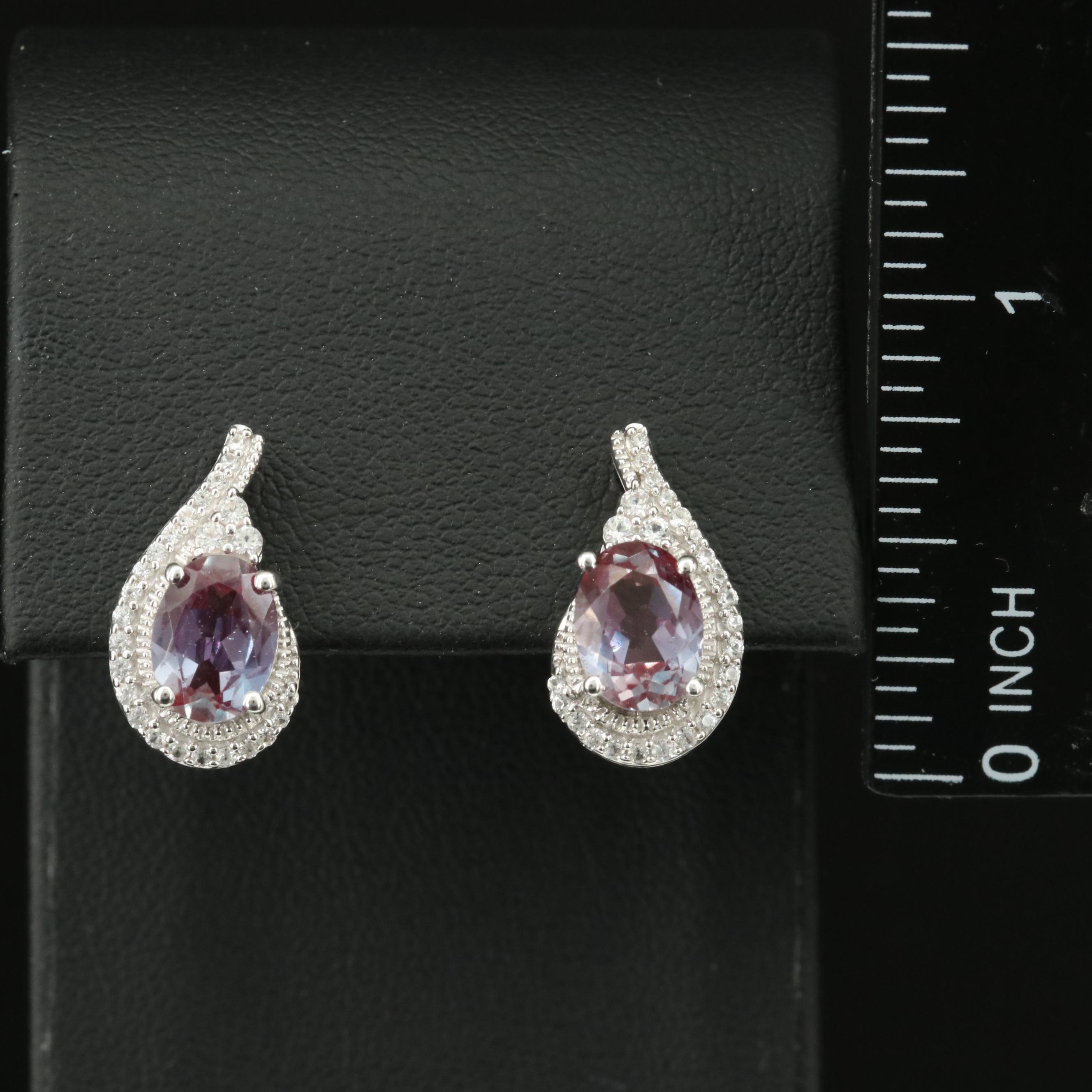 Sterling Color Change Sapphire and Sapphire Earrings