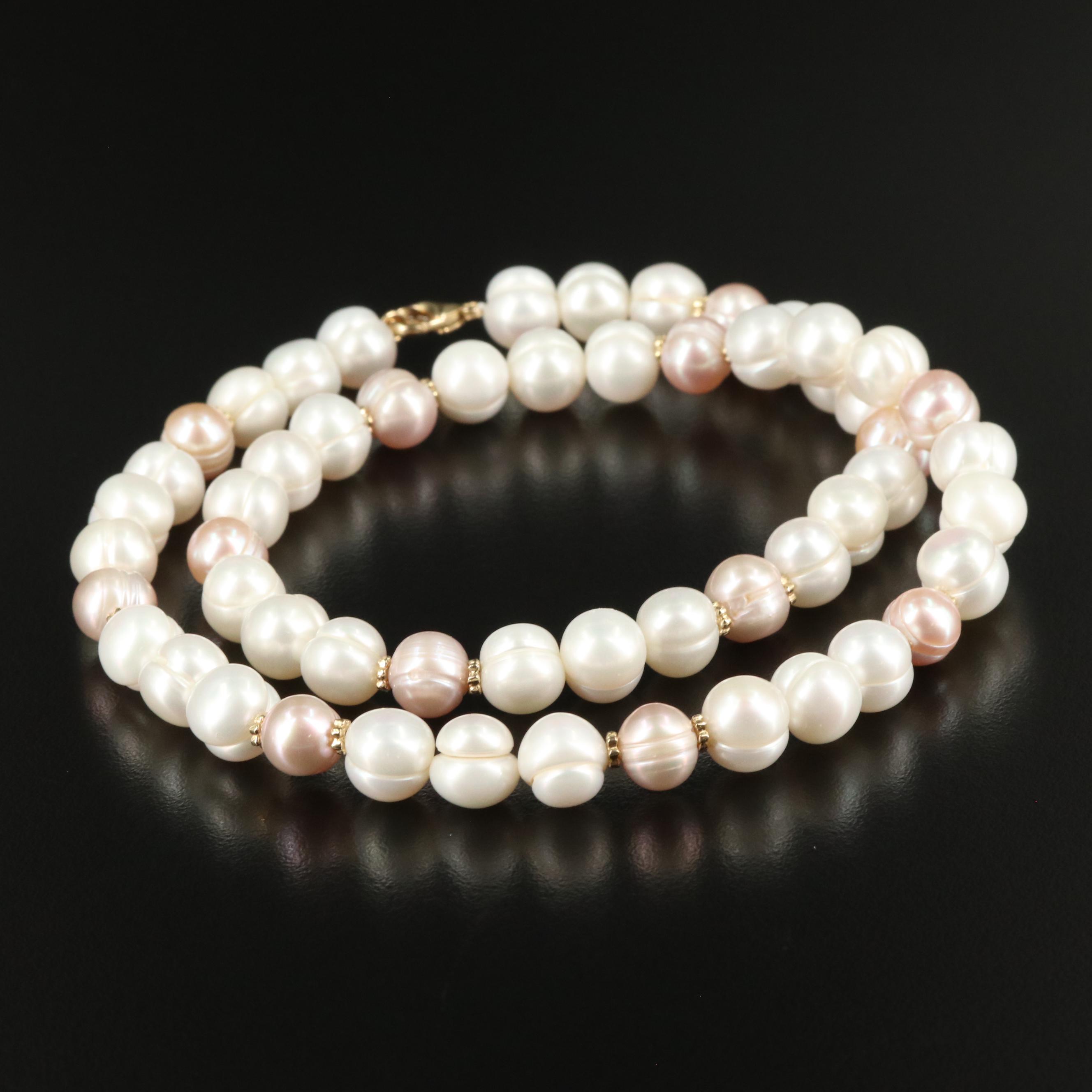 14K Bead and Pearl Necklace