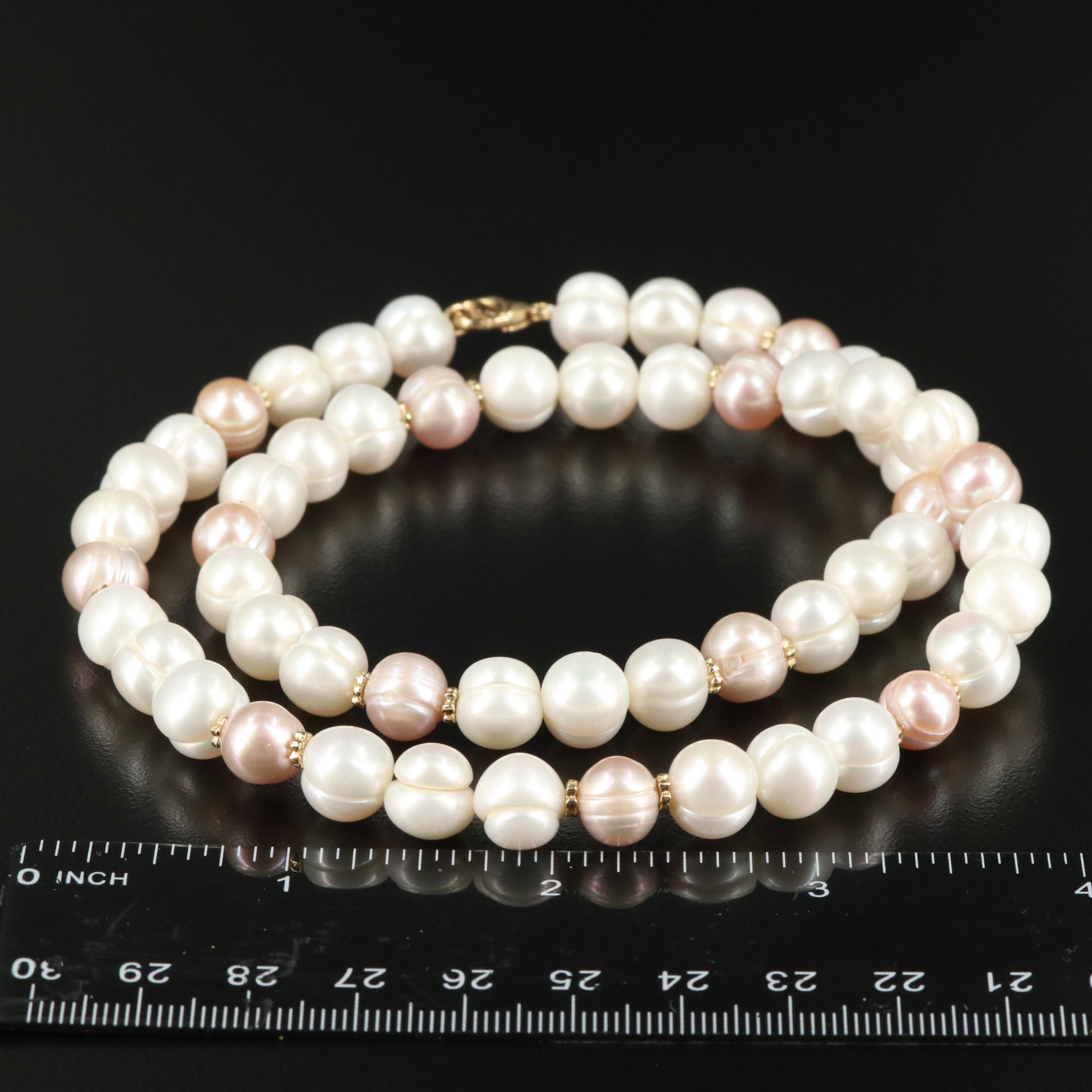 14K Bead and Pearl Necklace
