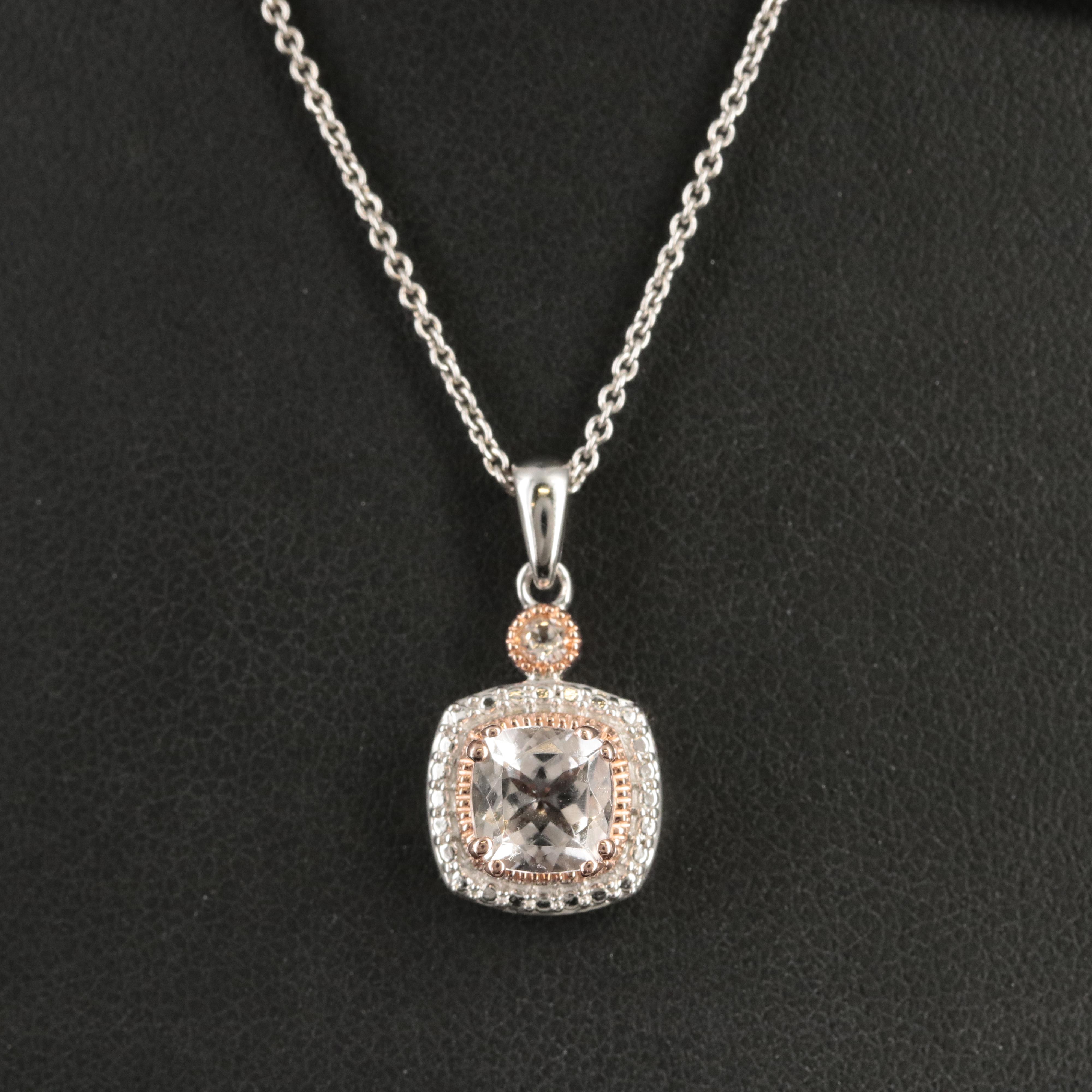 Sterling Morganite and Topaz Pendant Necklace