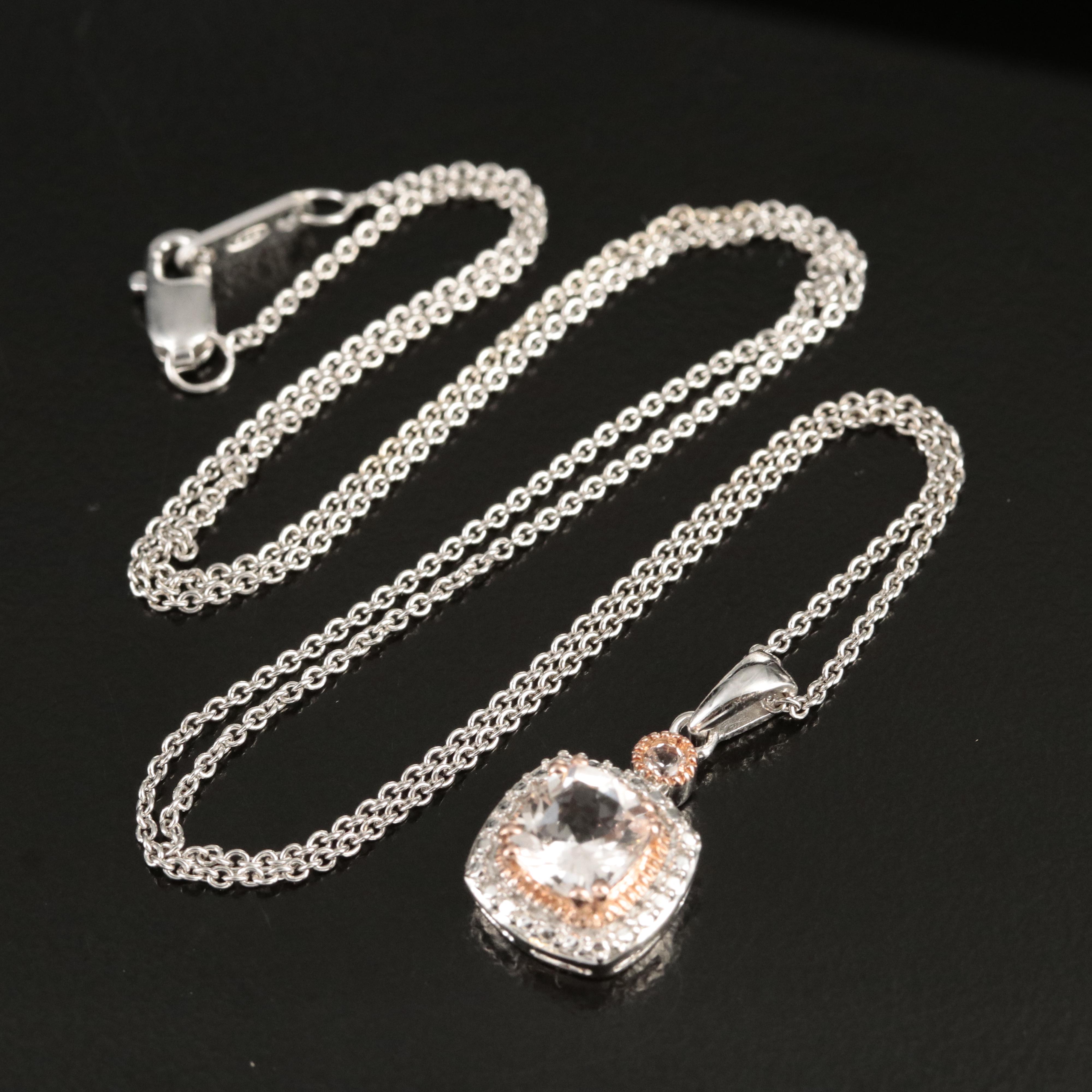 Sterling Morganite and Topaz Pendant Necklace