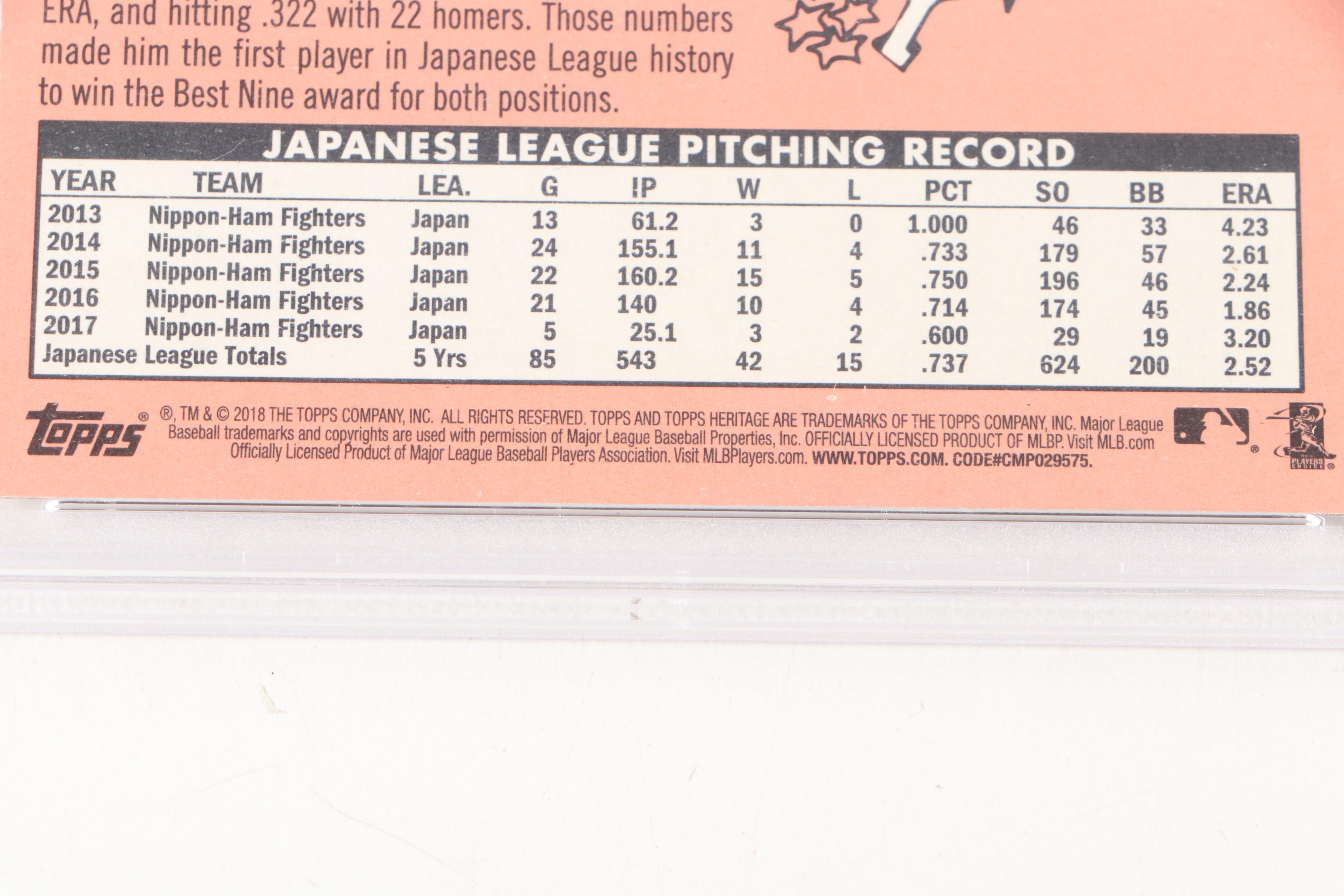 2018 Topps Heritage Shohei Ohtani Rookie Card #600 Graded PSA 9 Mint