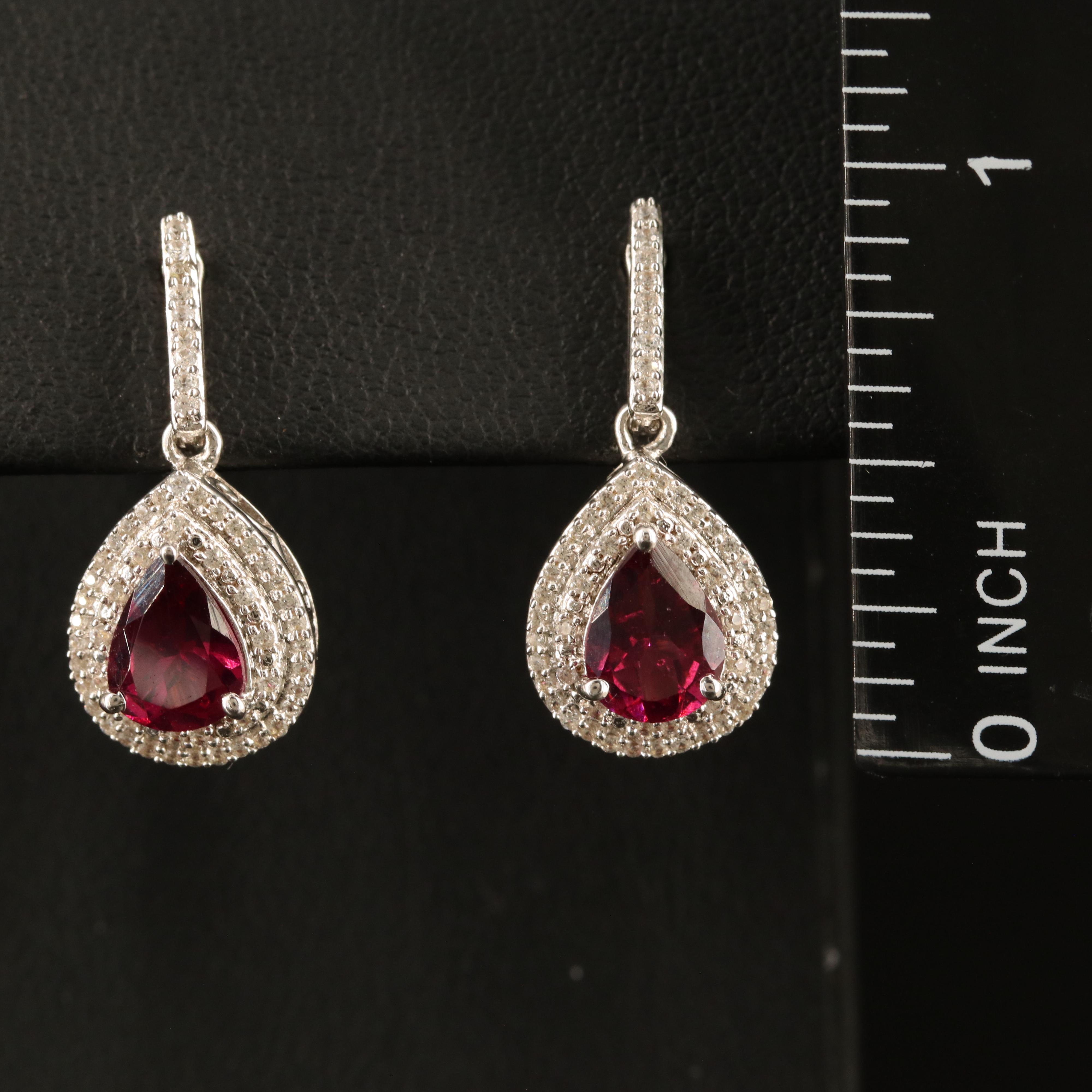 Sterling Garnet and White Sapphire Earrings