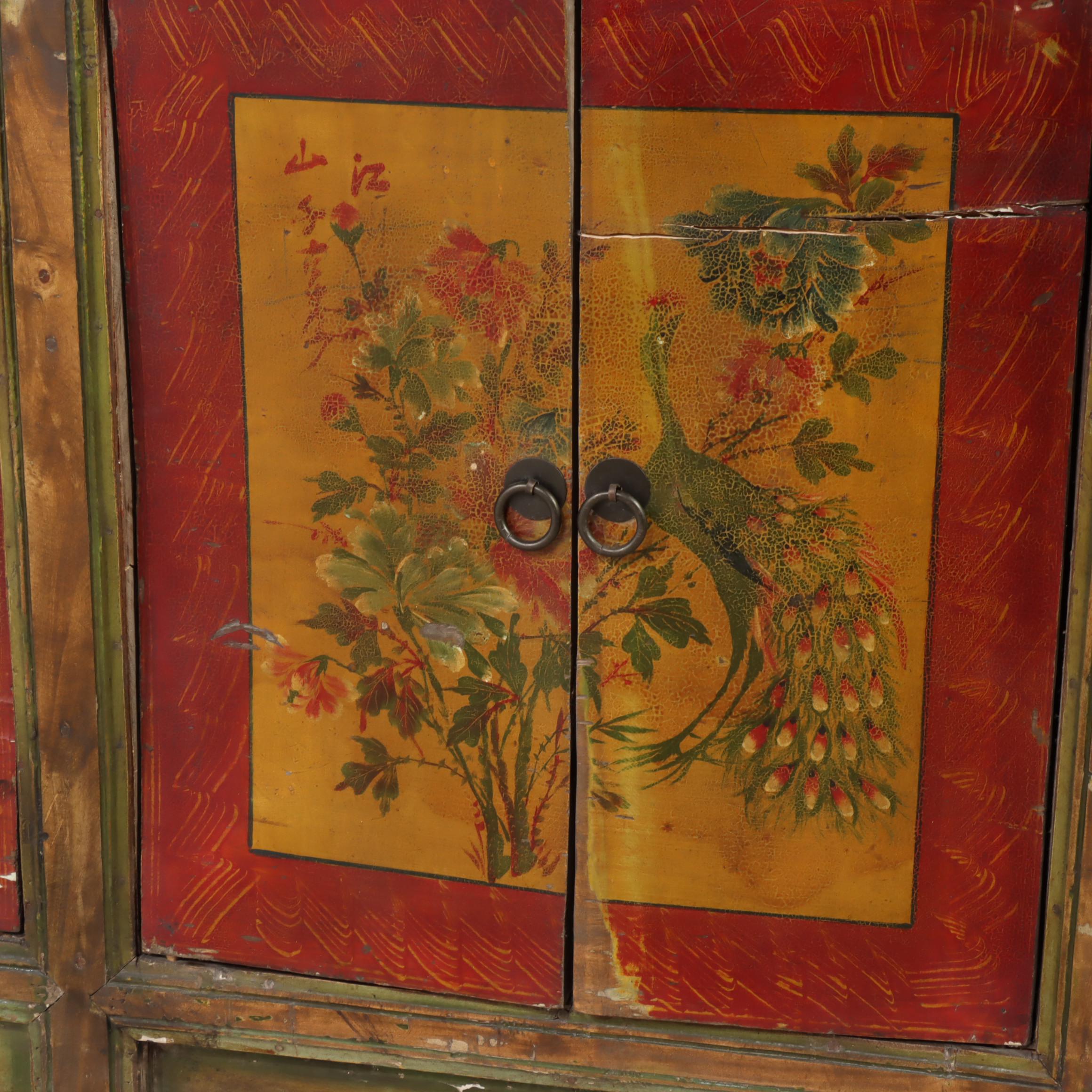 Sino-Tibetan Polychrome-Decorated Cabinet, Antique