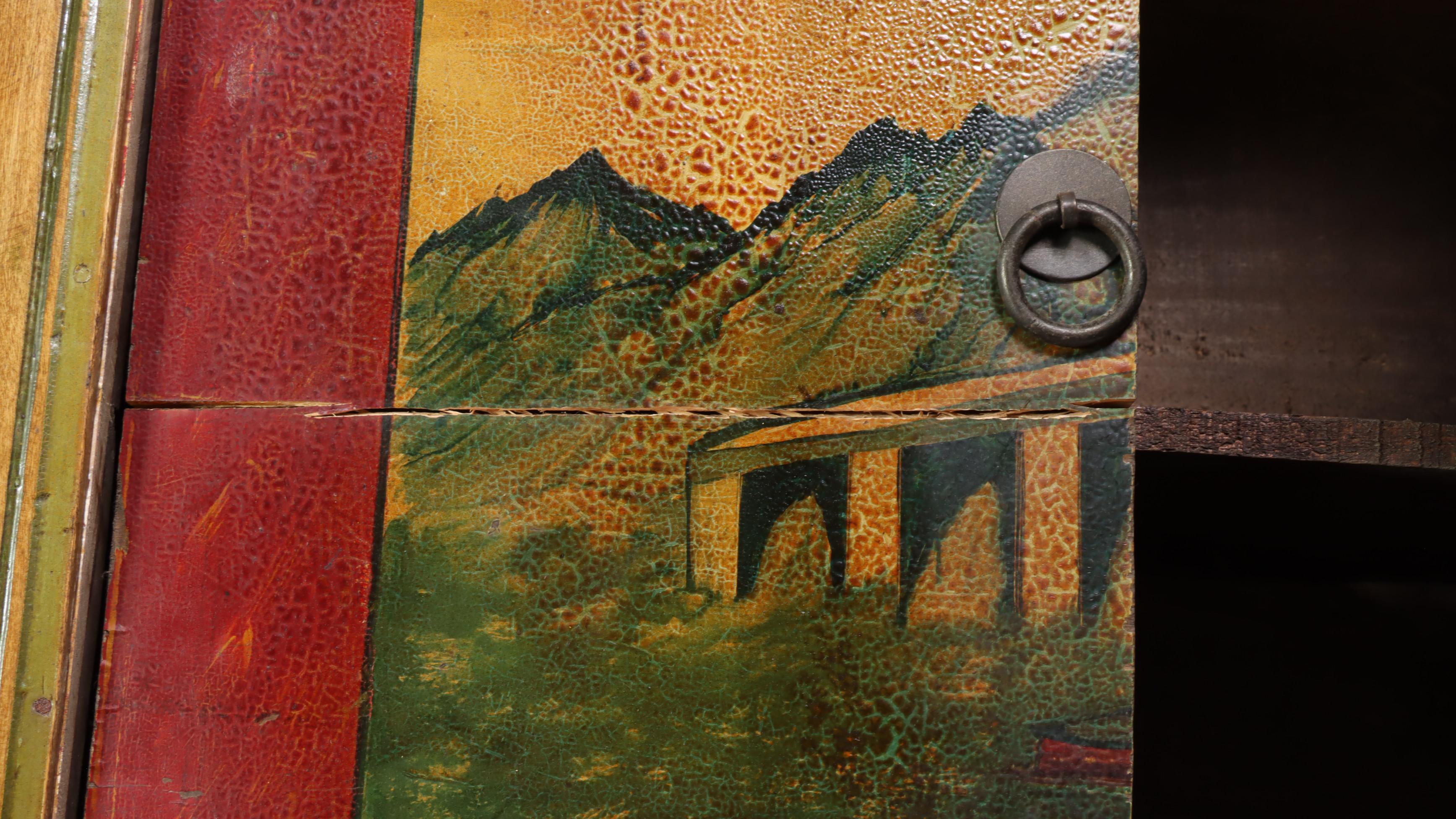 Sino-Tibetan Polychrome-Decorated Cabinet, Antique