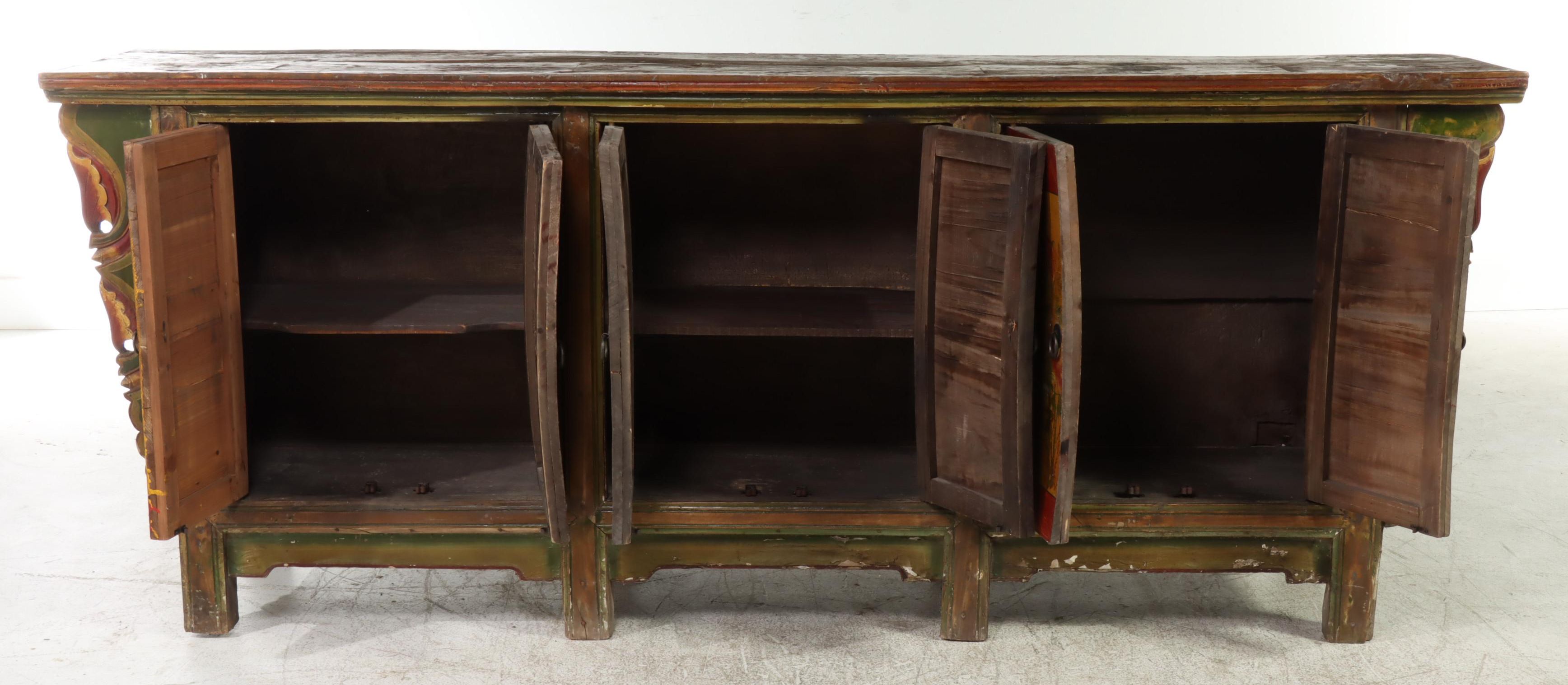 Sino-Tibetan Polychrome-Decorated Cabinet, Antique