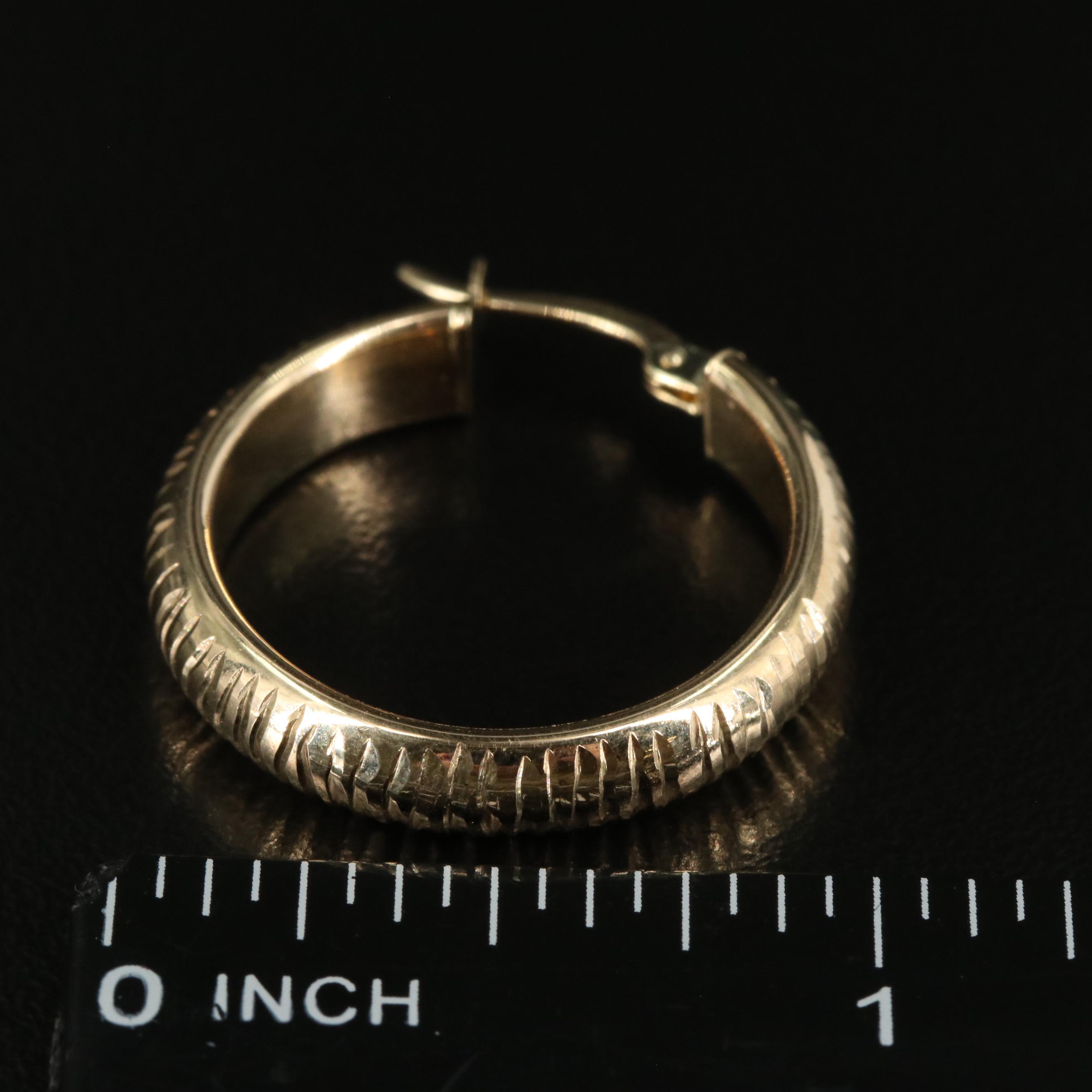 14K Textured Hoop Earrings