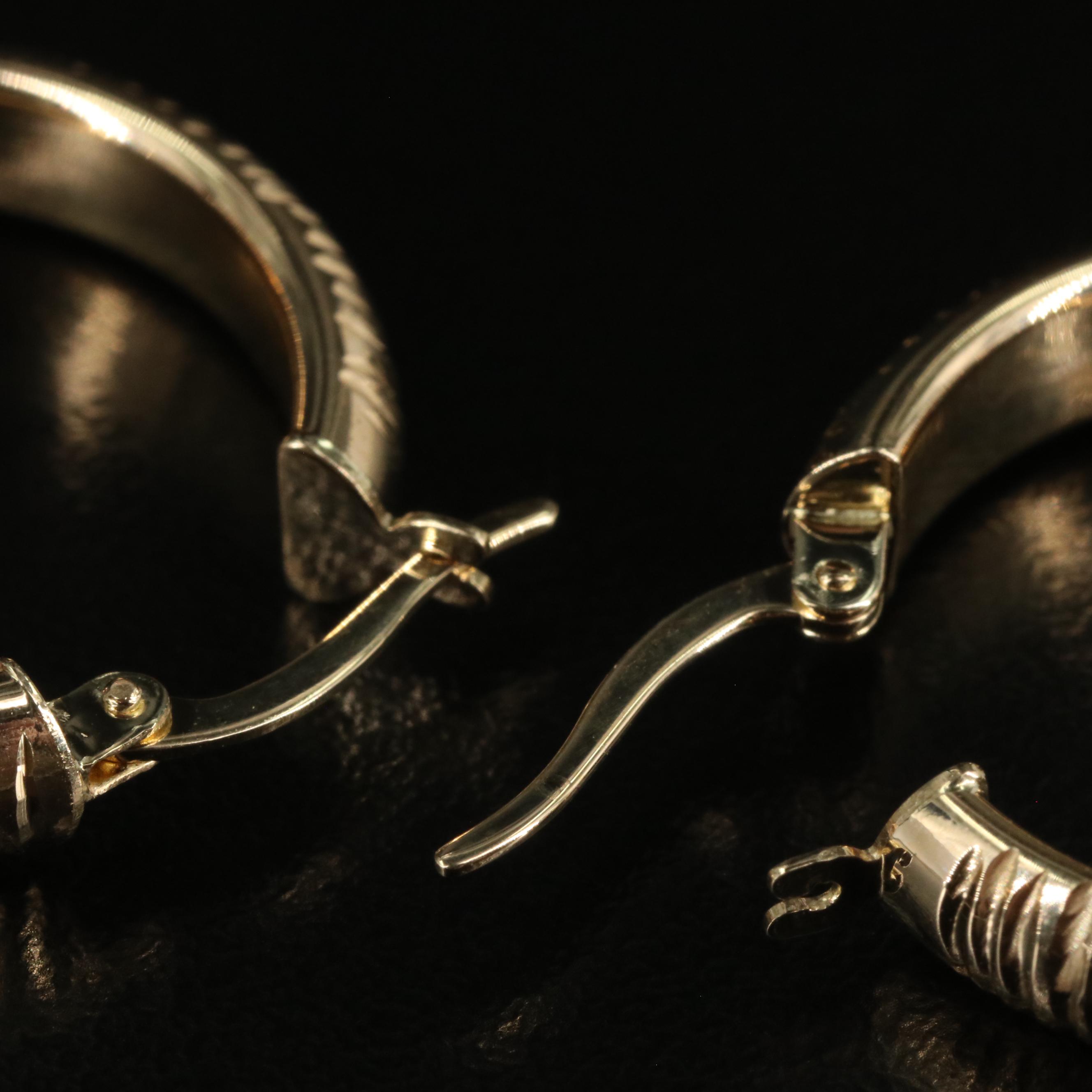 14K Textured Hoop Earrings