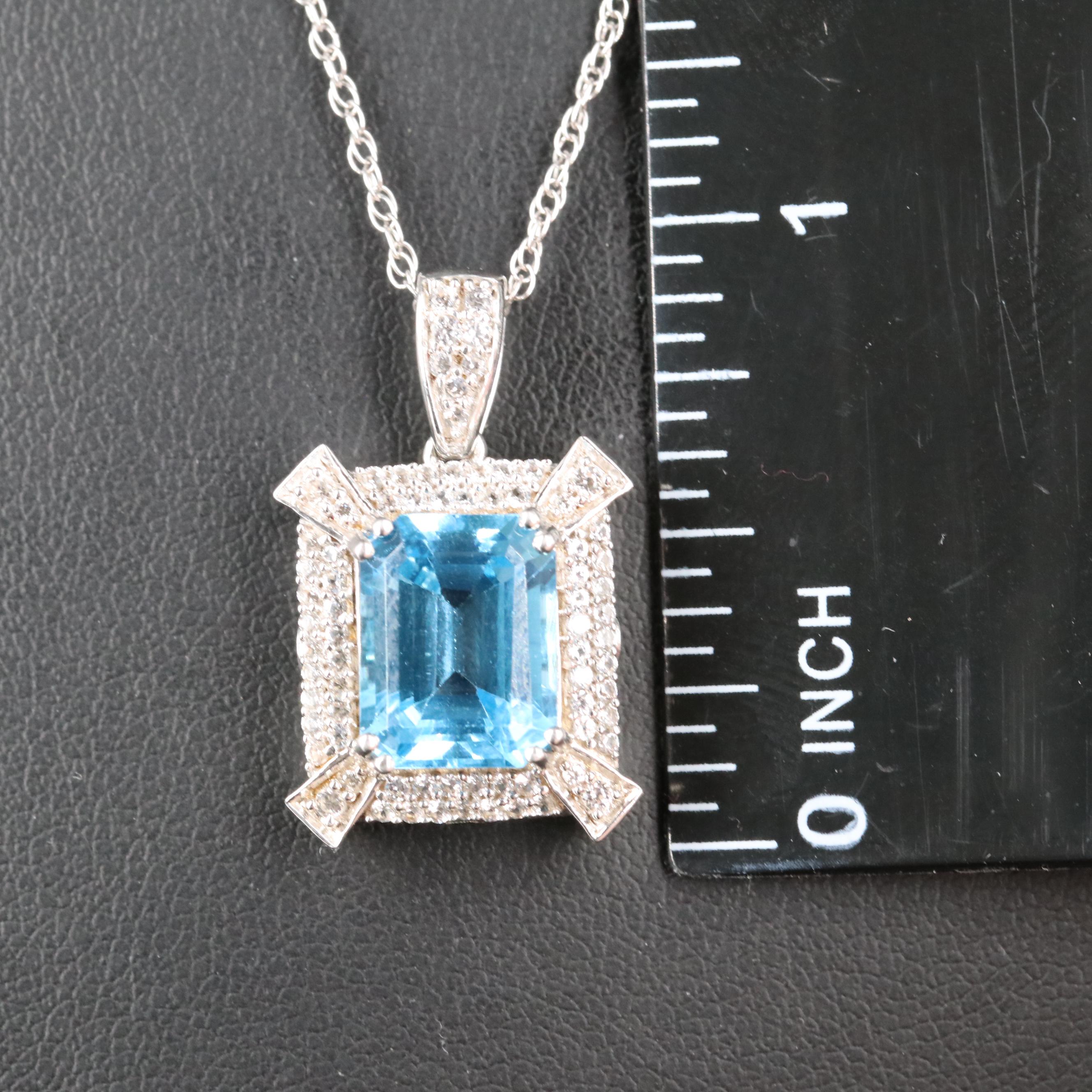 Sterling Topaz and Sapphire Pendant Necklace