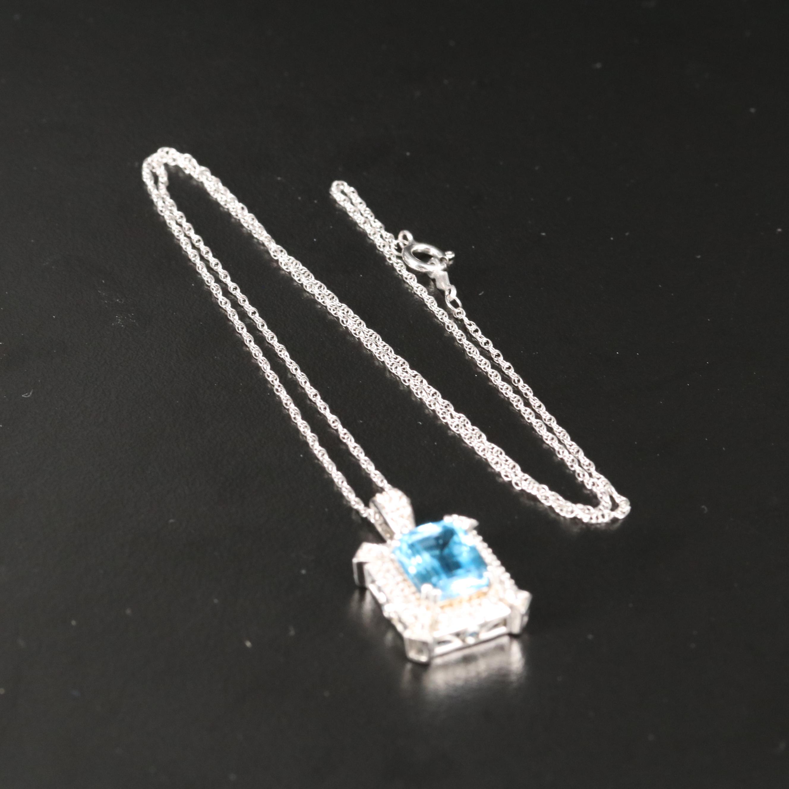 Sterling Topaz and Sapphire Pendant Necklace