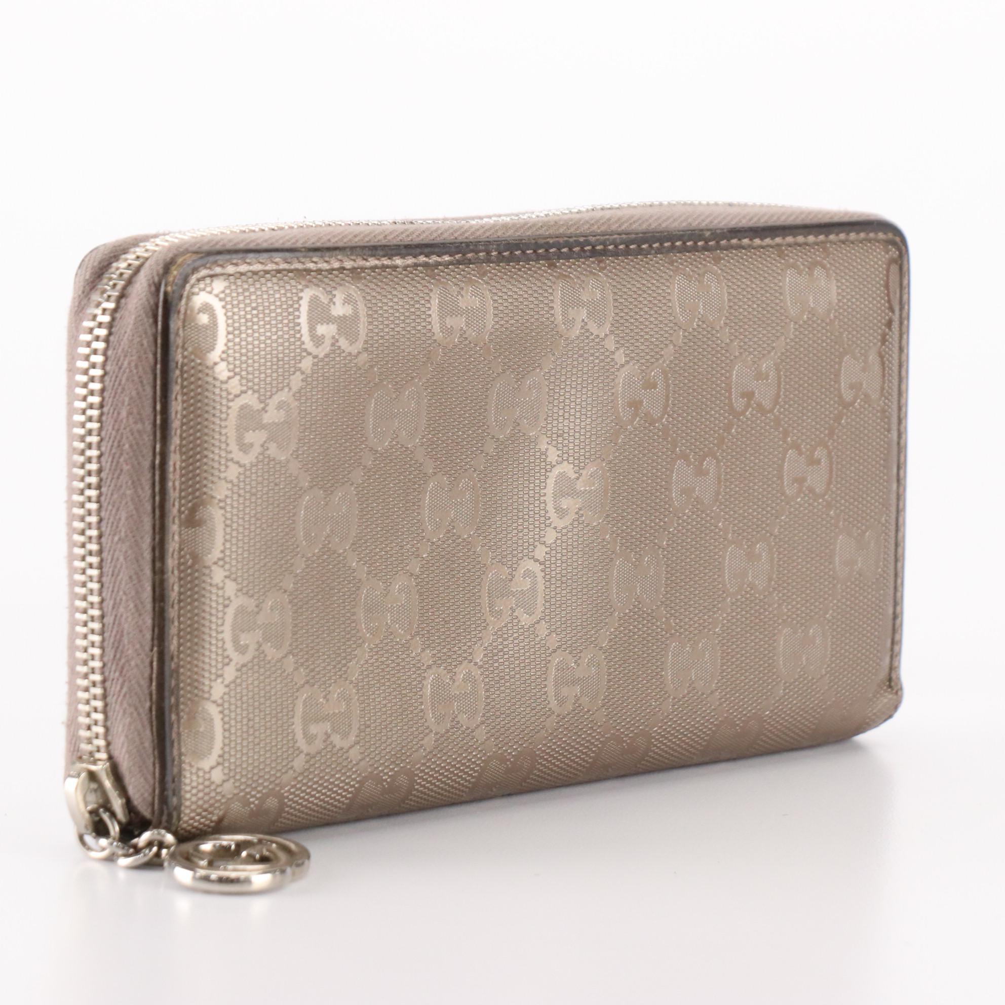 Gucci Zippy Wallet in Metallic Coated Canvas with Box