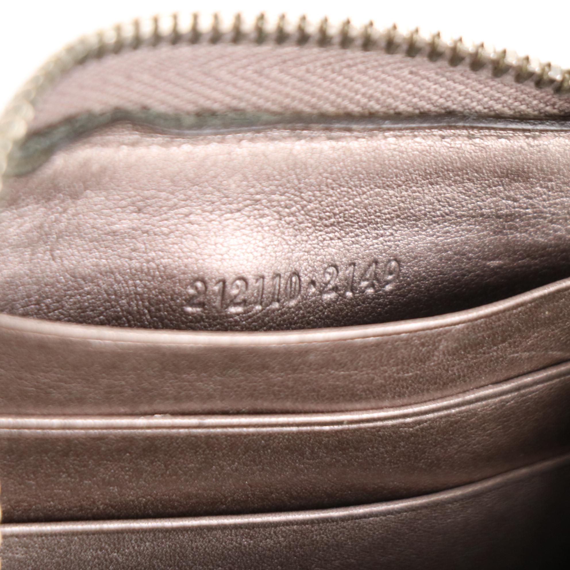 Gucci Zippy Wallet in Metallic Coated Canvas with Box