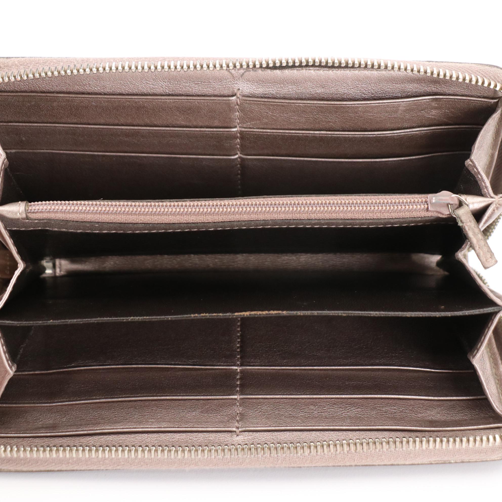 Gucci Zippy Wallet in Metallic Coated Canvas with Box