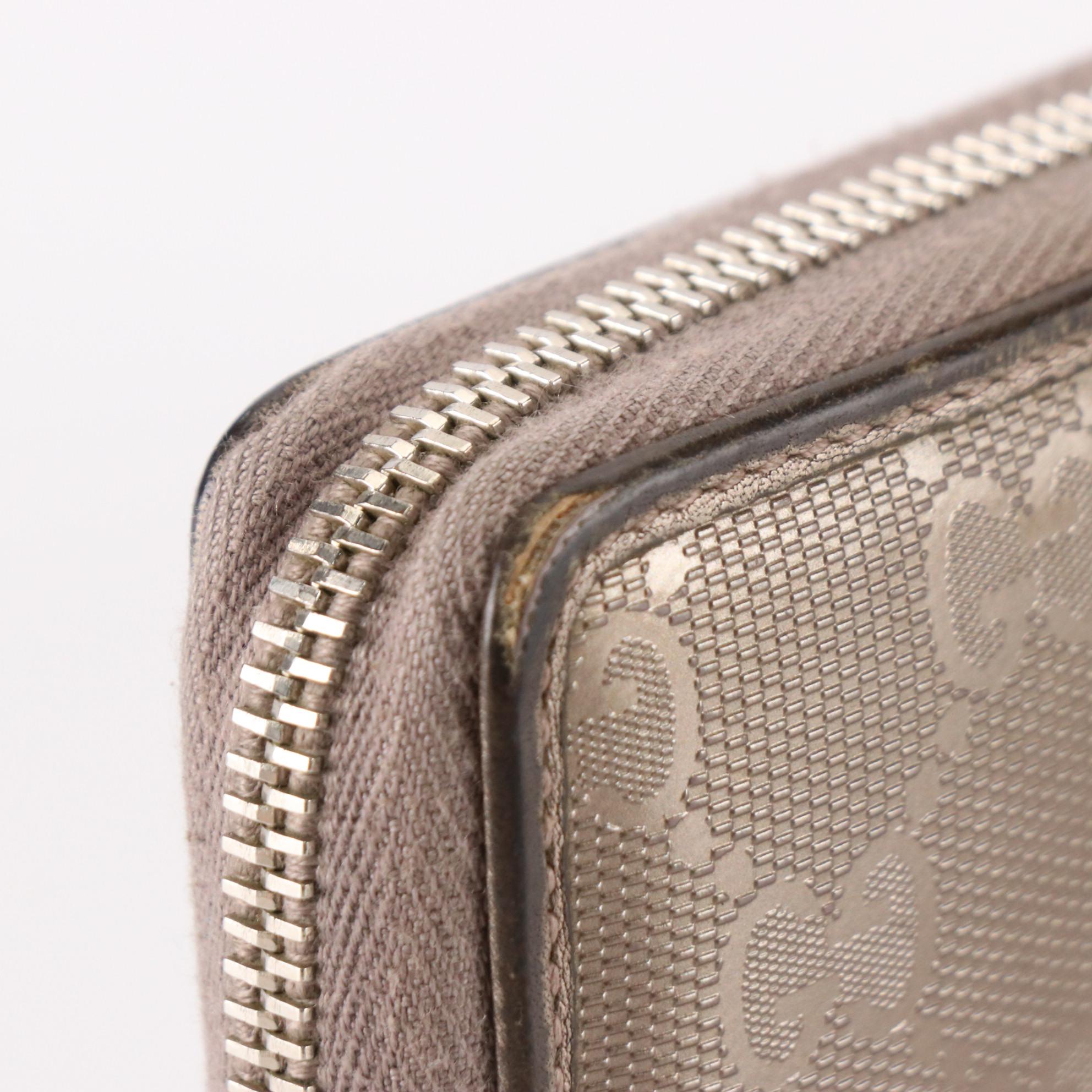 Gucci Zippy Wallet in Metallic Coated Canvas with Box