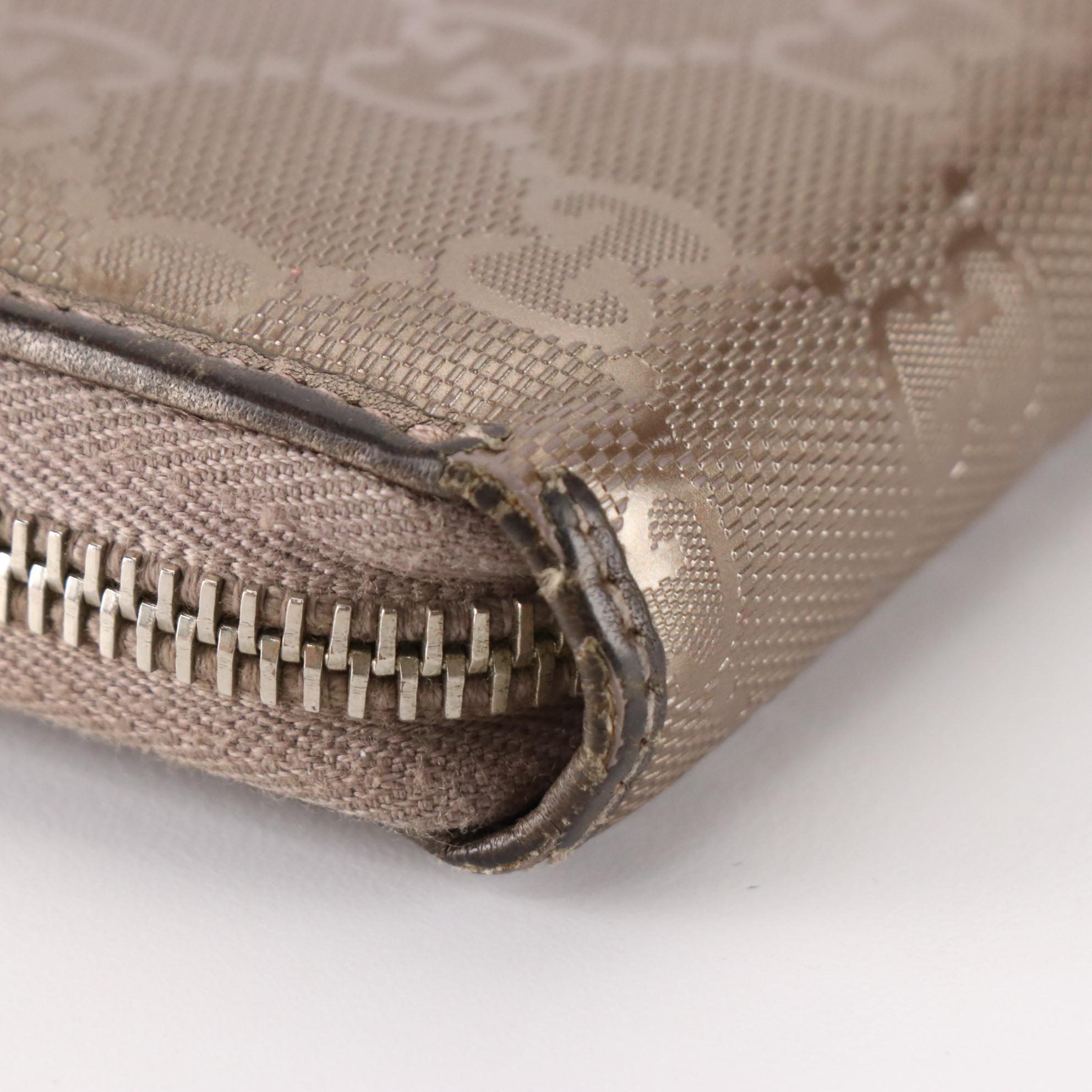 Gucci Zippy Wallet in Metallic Coated Canvas with Box