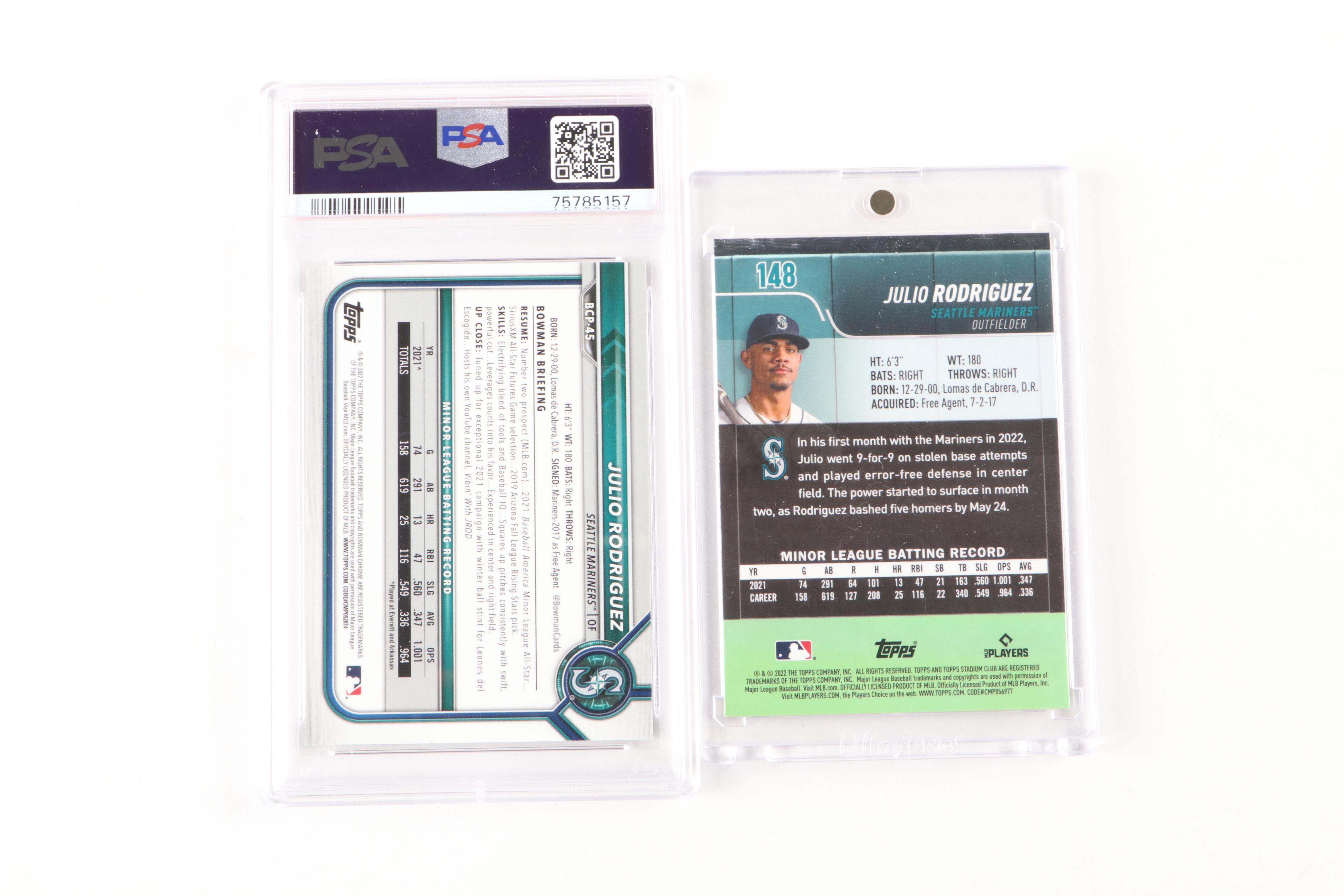 2022 Bowman Chrome Julio Rodriguez Mojo Refractor Card Graded PSA 9 and More