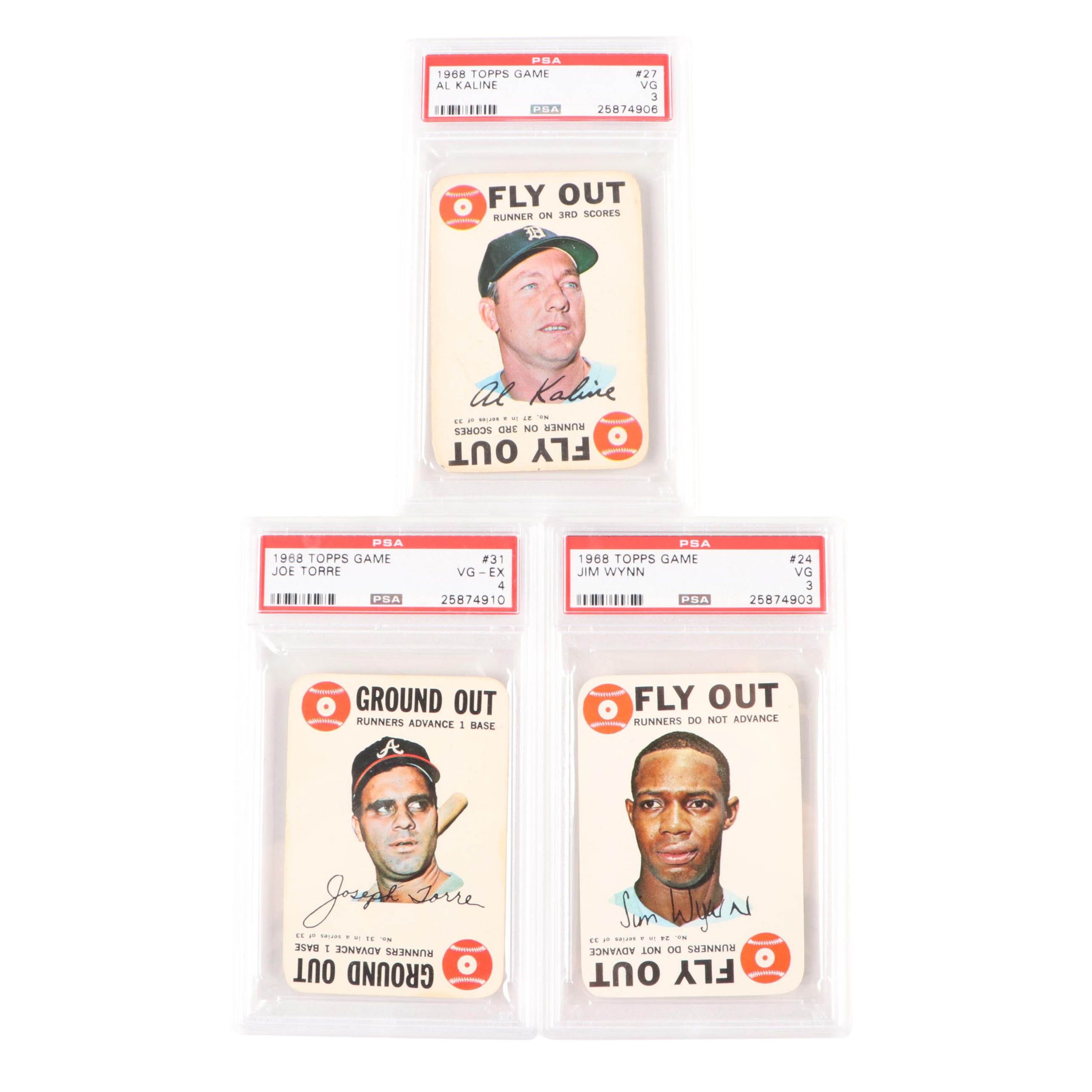 1968 Topps Game Al Kaline, Joe Torre, and Jim Wynn PSA Graded Baseball Cards