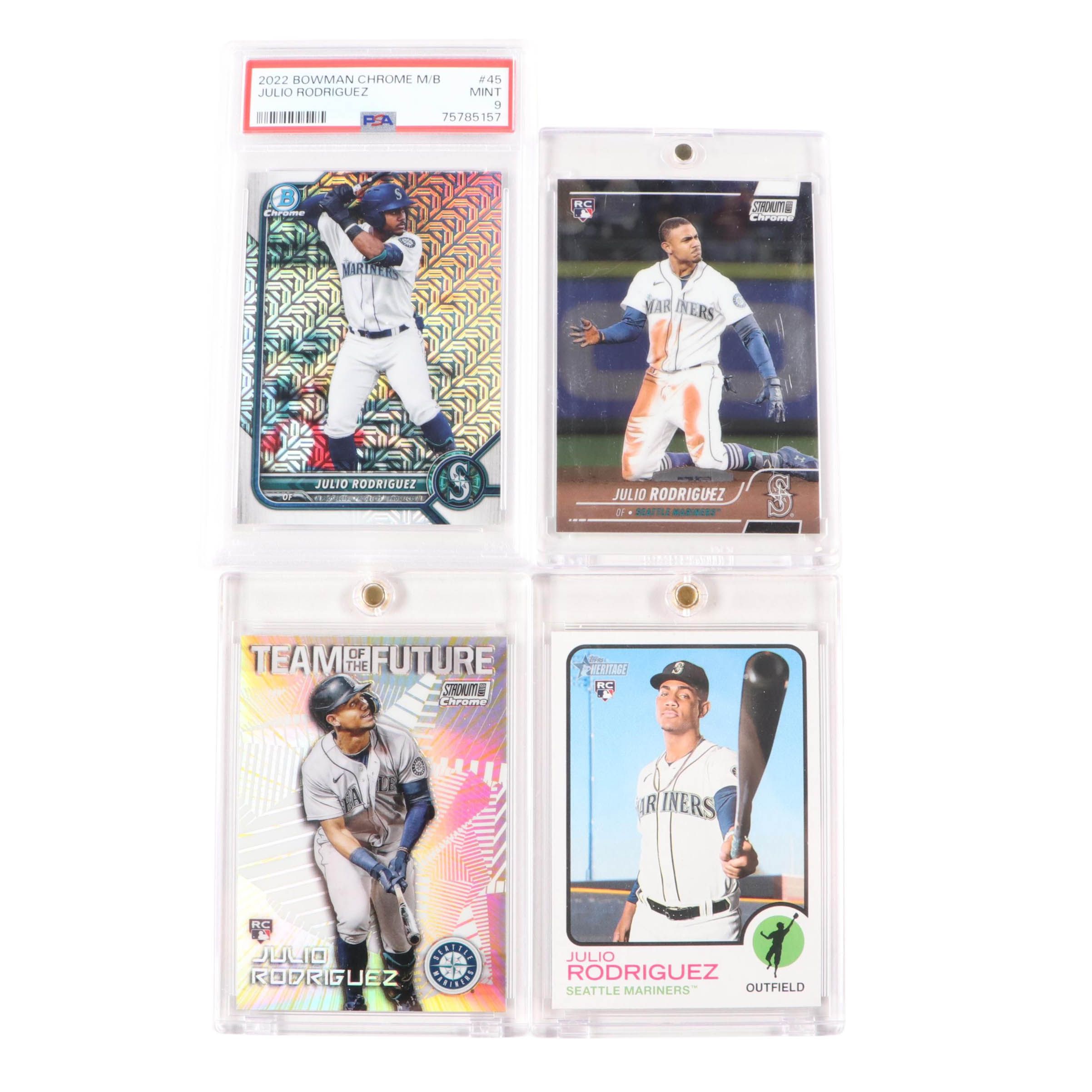 2022 Bowman Chrome Julio Rodriguez Mojo Refractor Card Graded PSA 9 and More