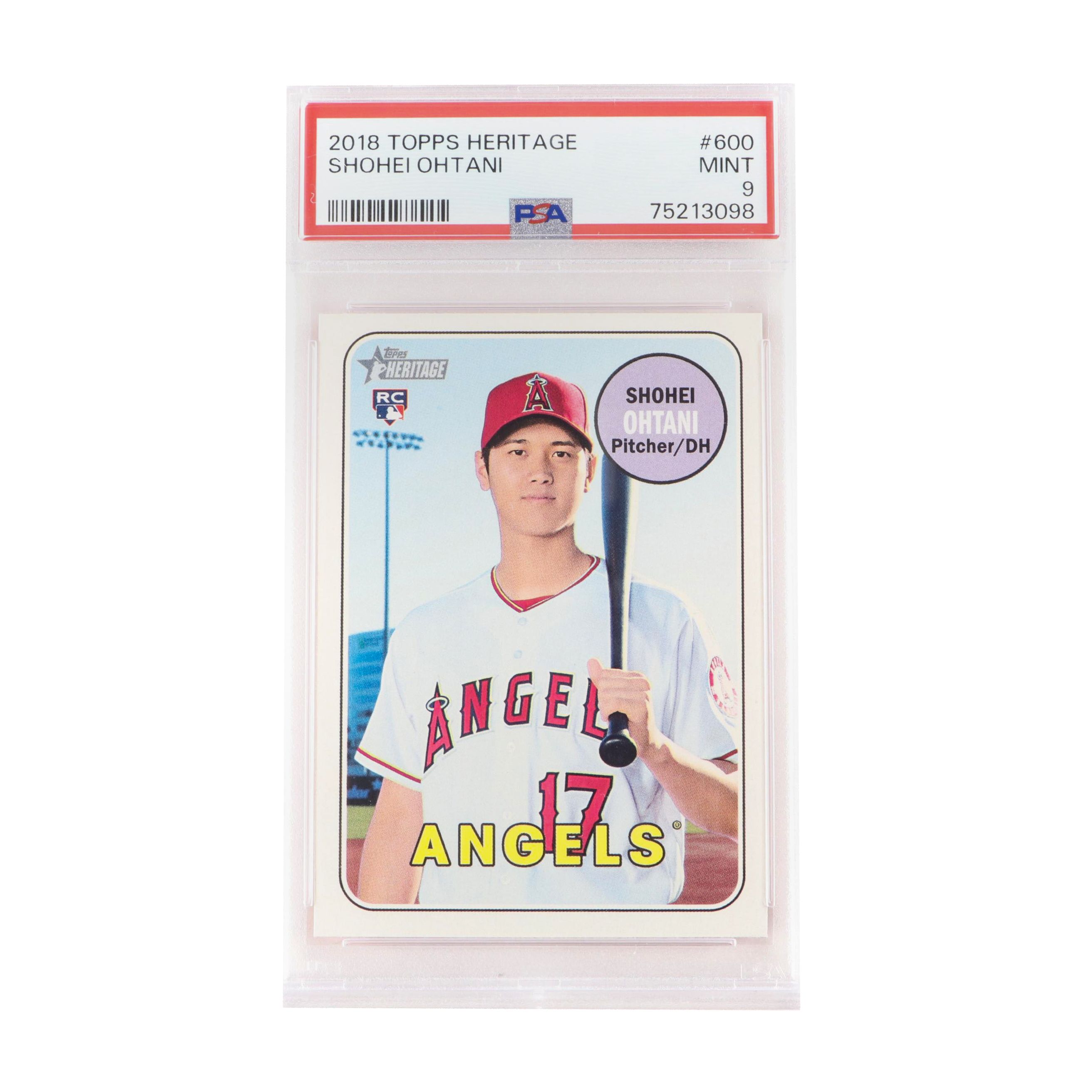 2018 Topps Heritage Shohei Ohtani Rookie Card #600 Graded PSA 9 Mint