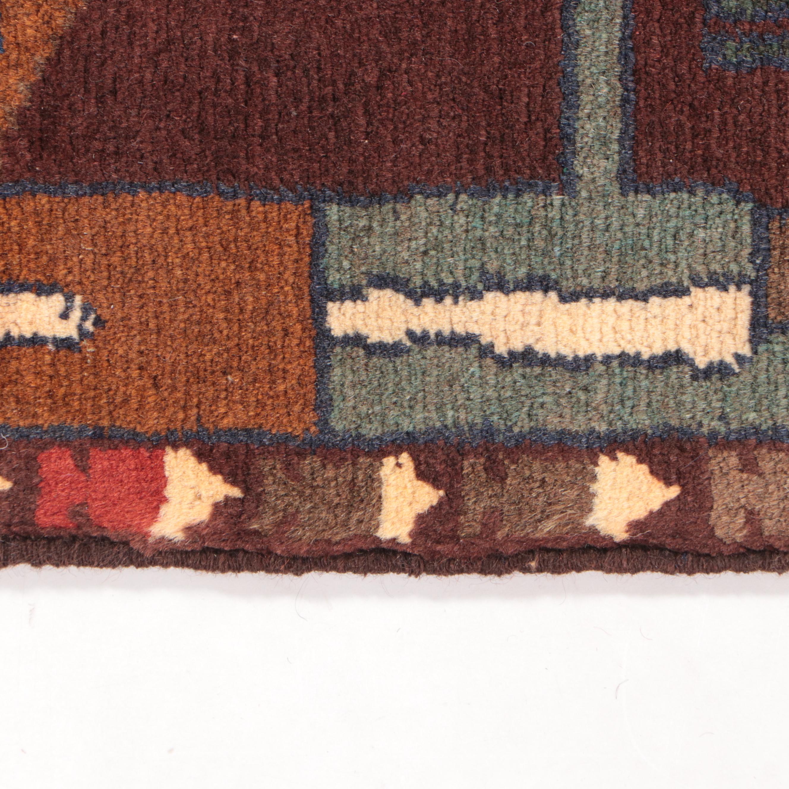 1'11 x 2'8 Hand-Knotted Afghan Pictorial War Rug