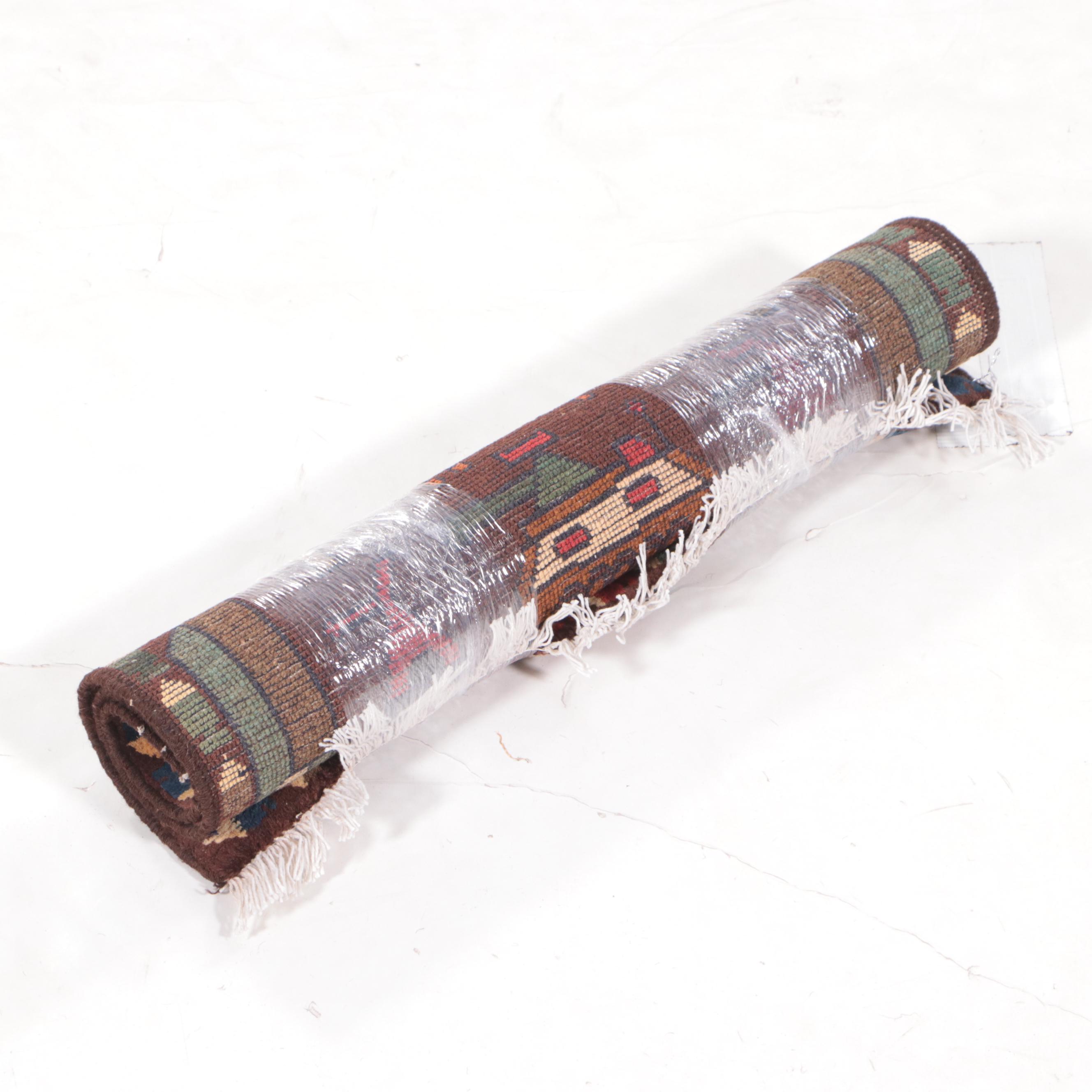 1'11 x 2'8 Hand-Knotted Afghan Pictorial War Rug