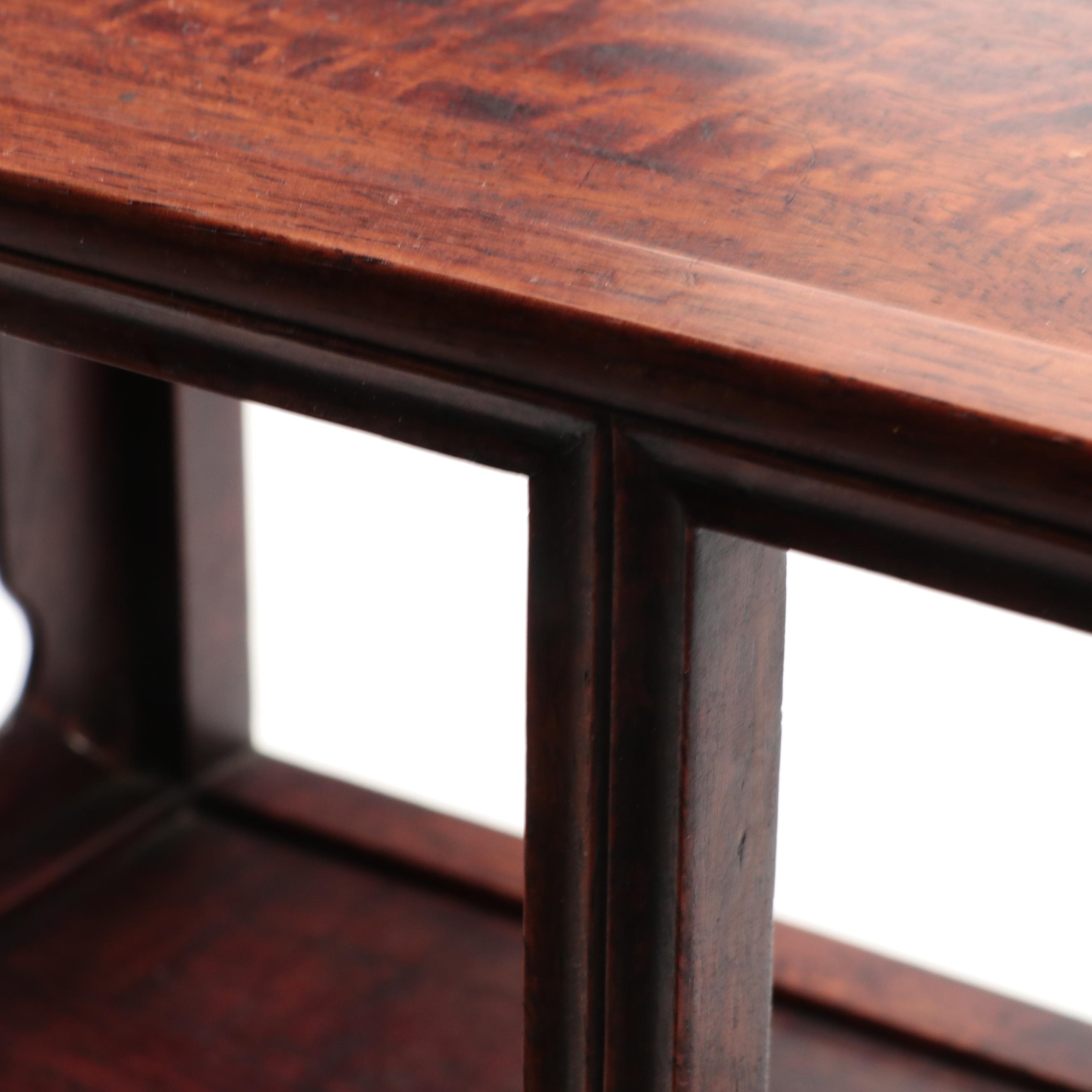 Two's Company "Canton Collection" Porcelain Lidded Jars with Wood Shelf