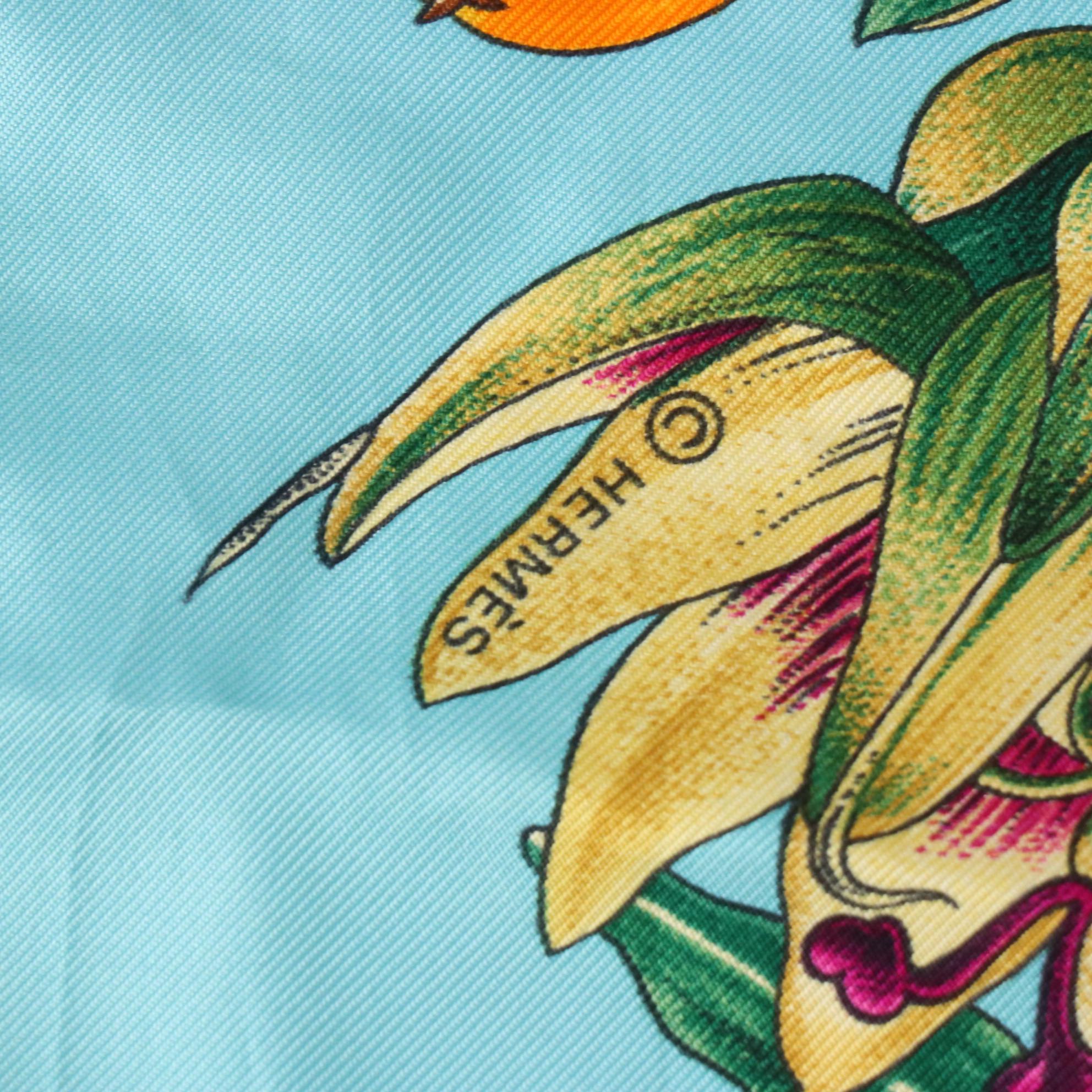 Hermès "Passiflores" Scarf 90 in Silk Twill