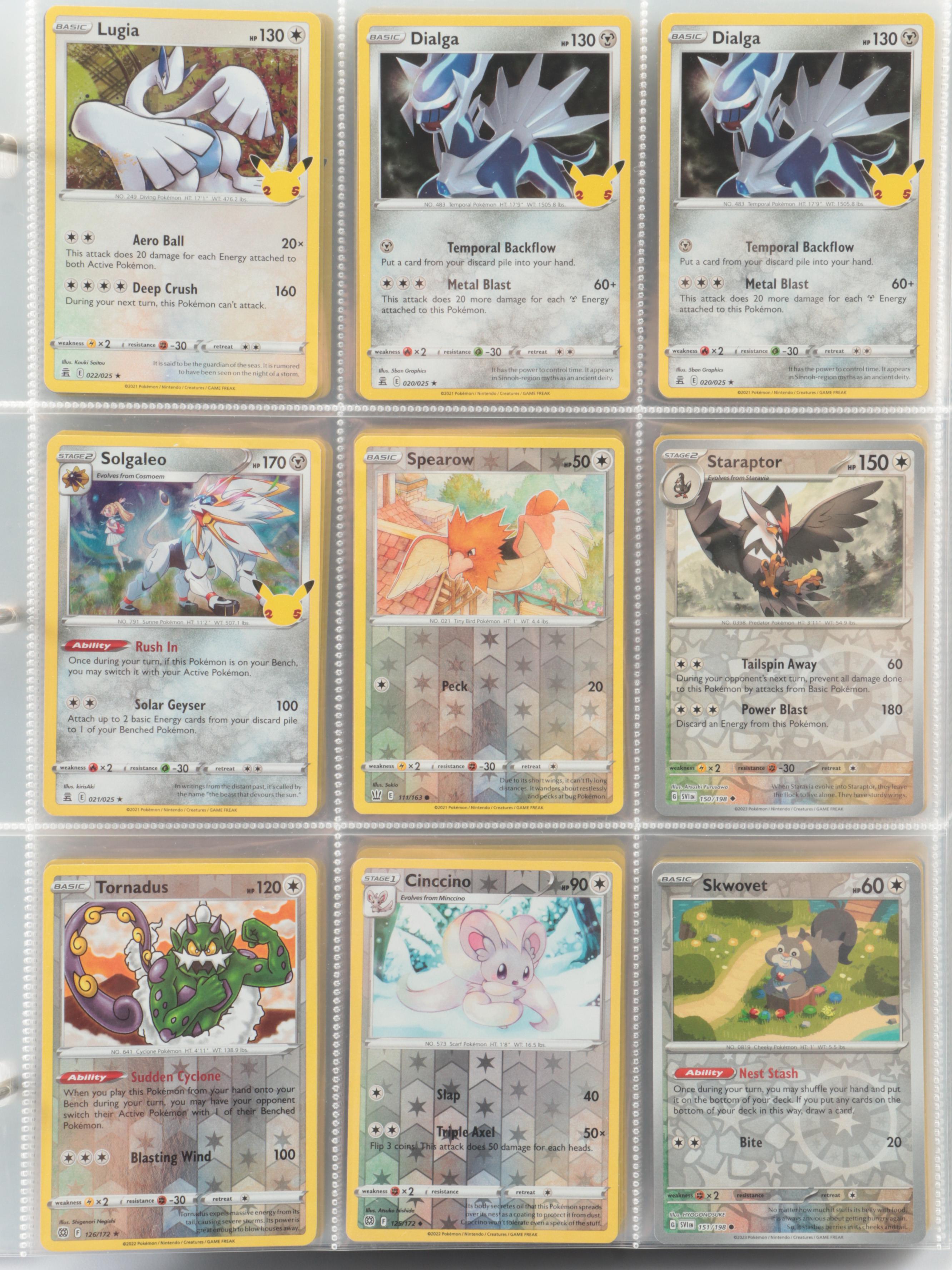 Pokémon Card Collection Featuring Mew, Lugia, Pikachu, and More