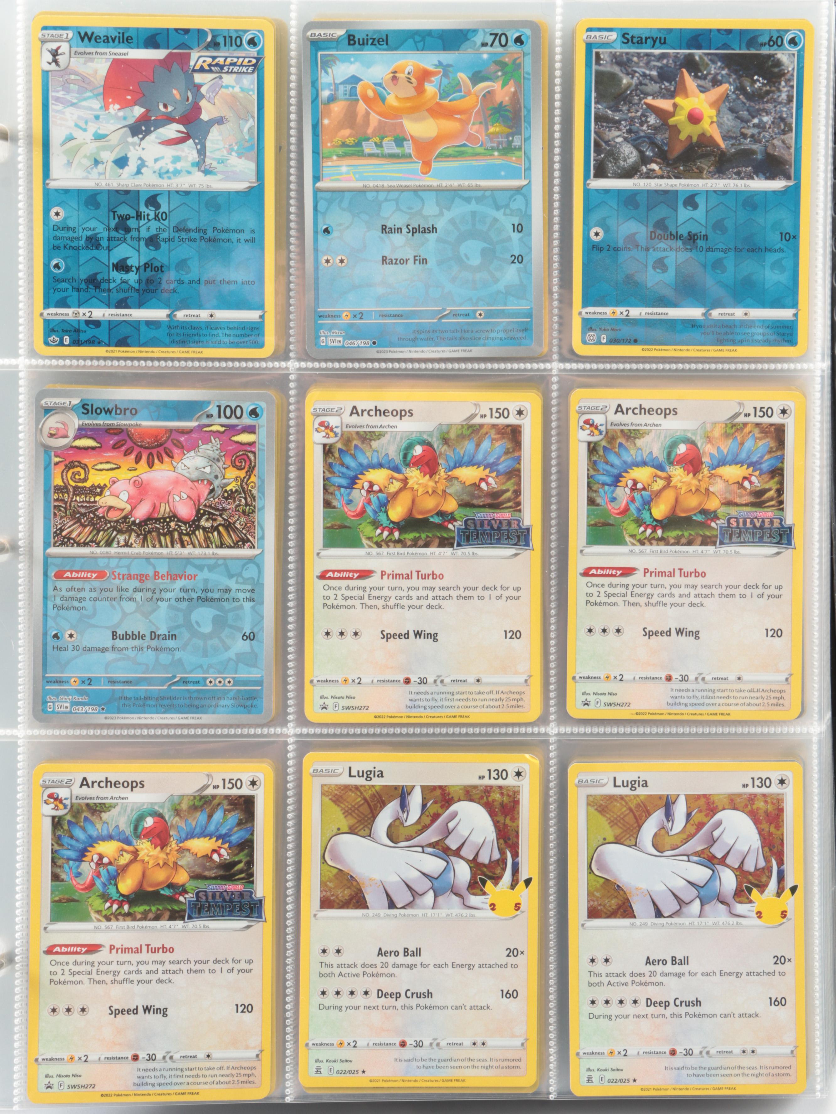 Pokémon Card Collection Featuring Mew, Lugia, Pikachu, and More