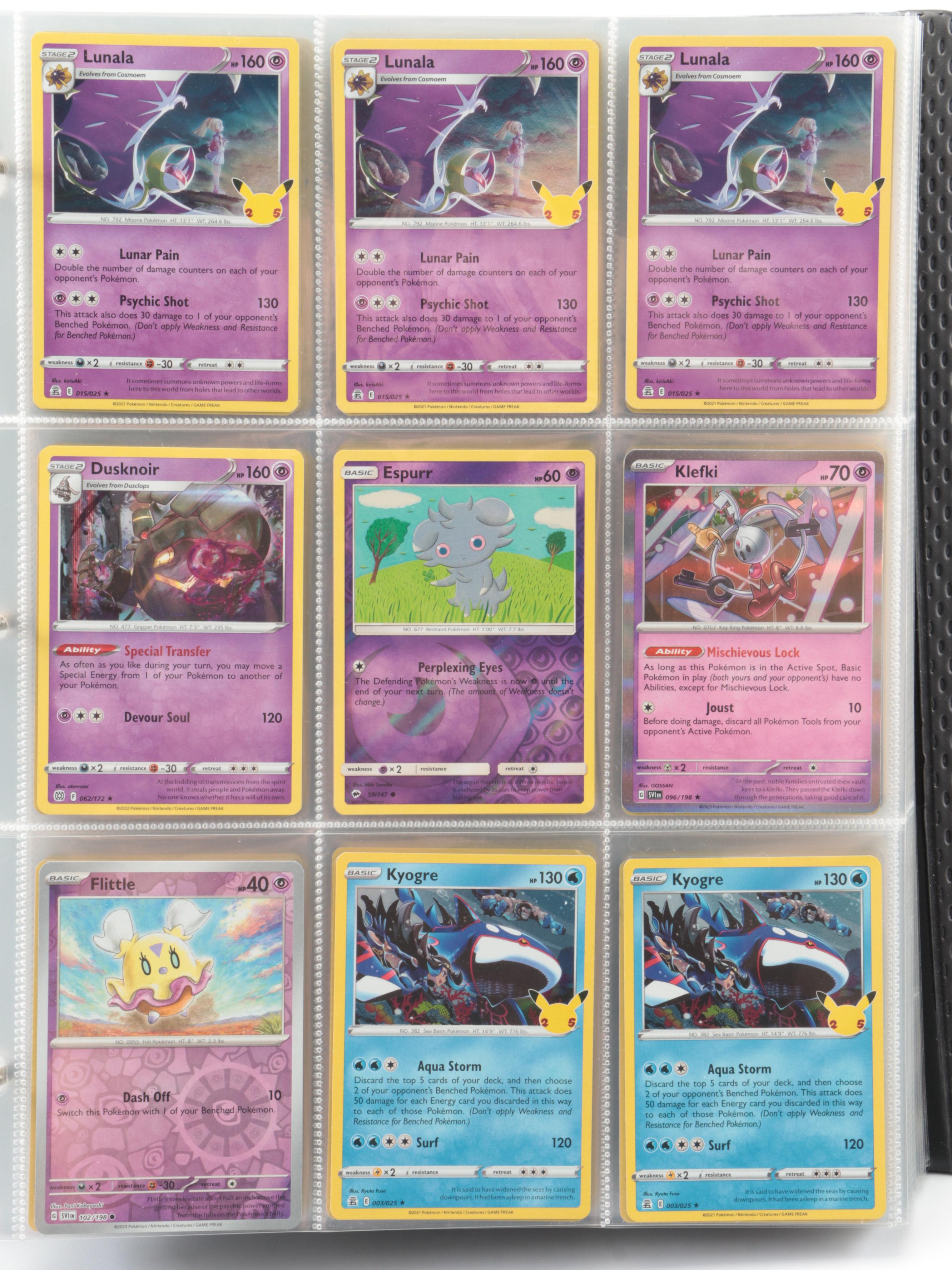 Pokémon Card Collection Featuring Mew, Lugia, Pikachu, and More