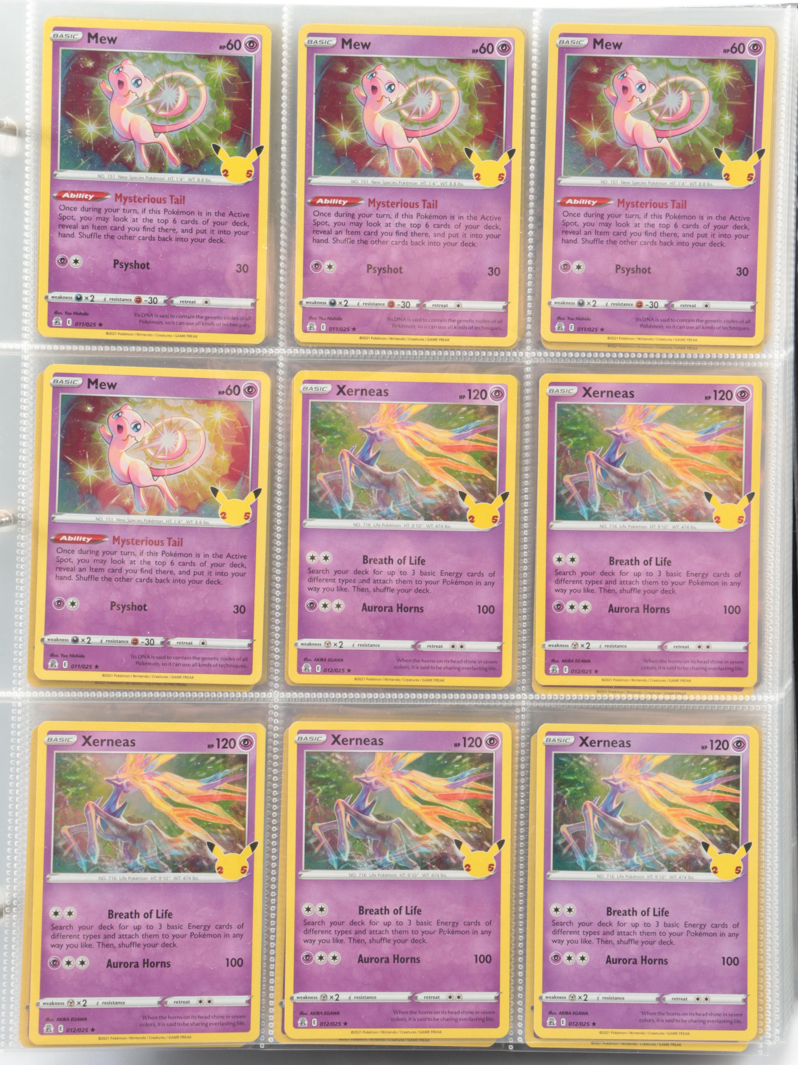 Pokémon Card Collection Featuring Mew, Lugia, Pikachu, and More