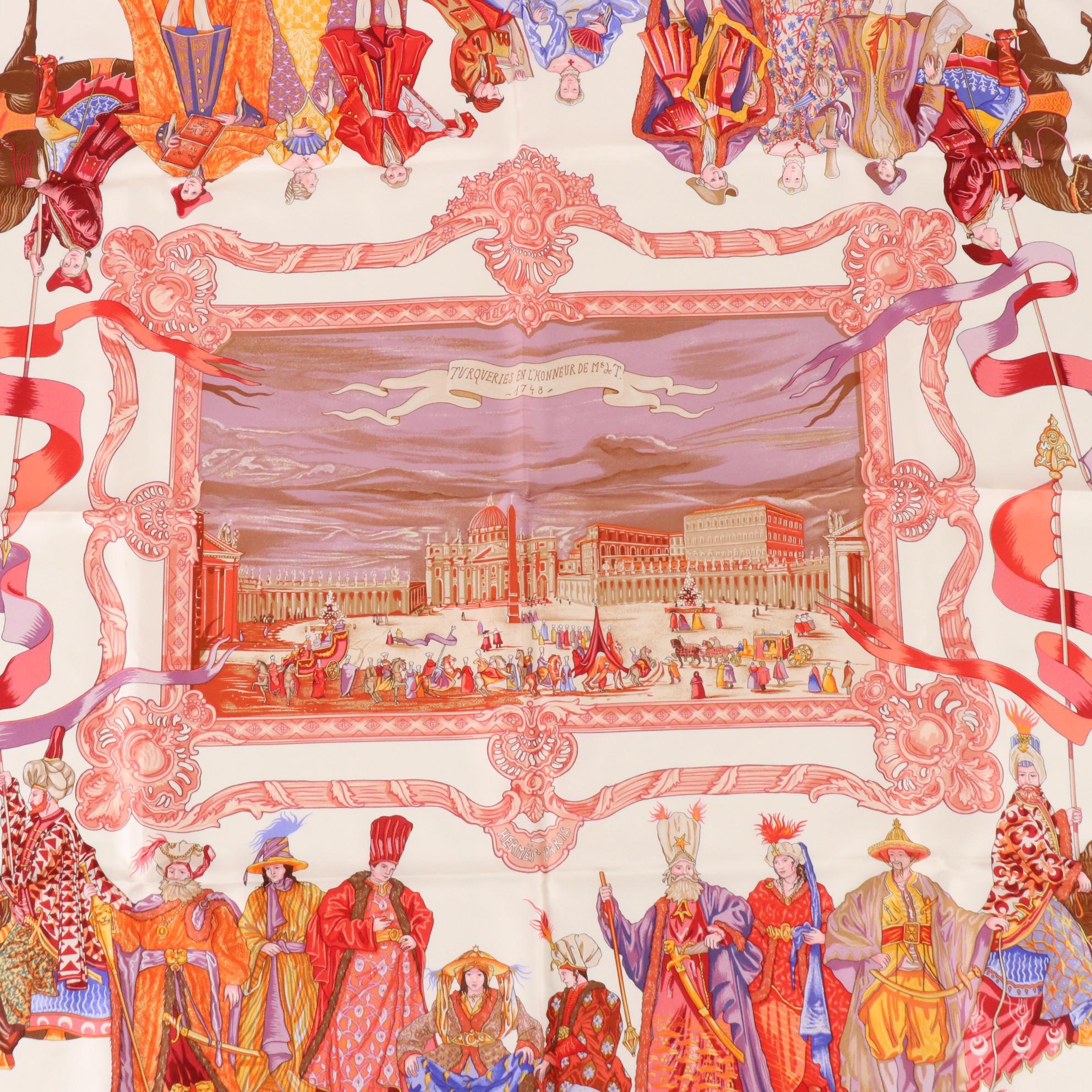 Hermès "Turqueries en l'Honneur de Mr. de T" Scarf 90 in Silk Twill with Box