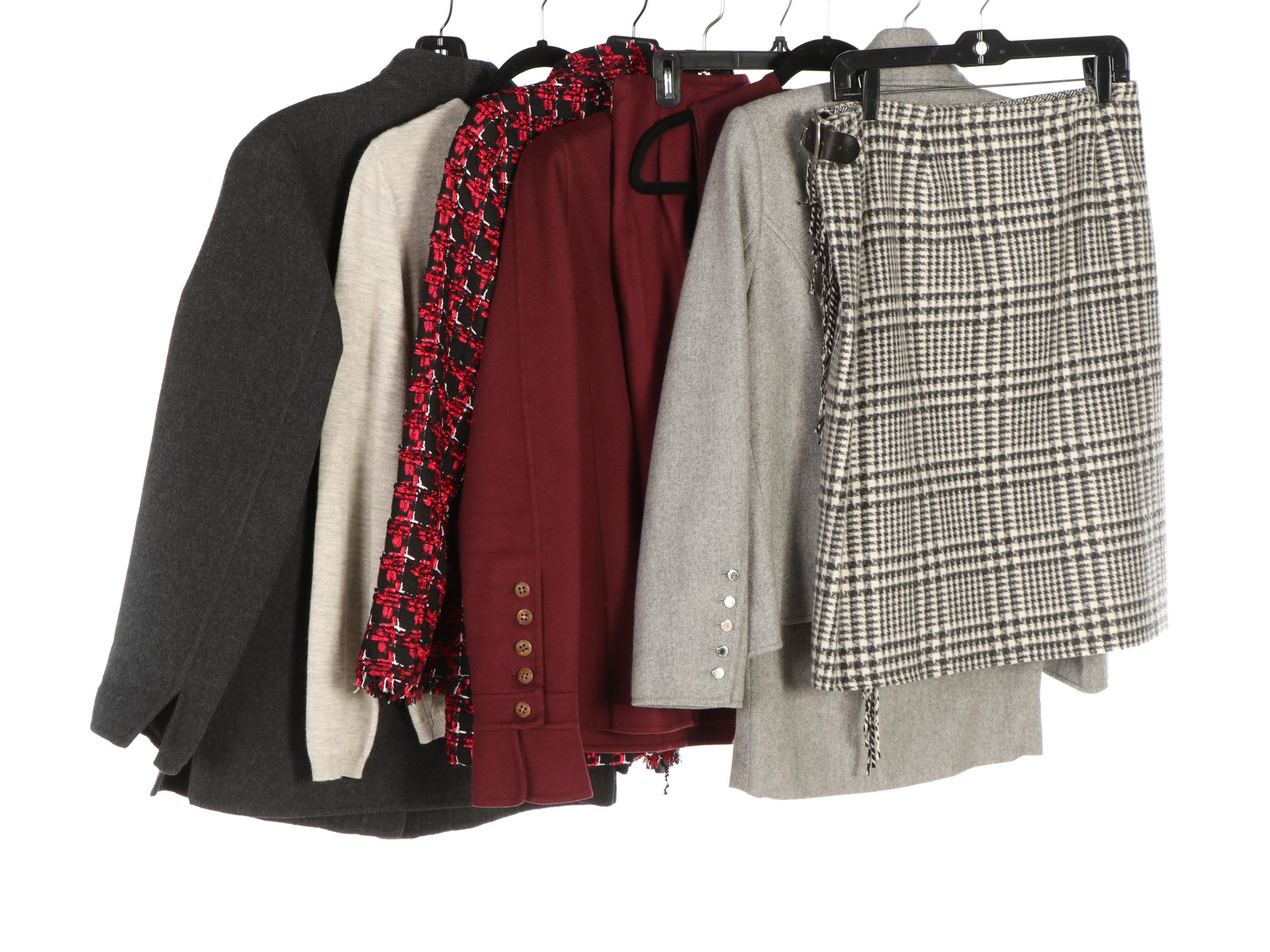 Oscar de la Renta Skirt Suits and Separates with Rena Lange Fringe Wrap Skirt