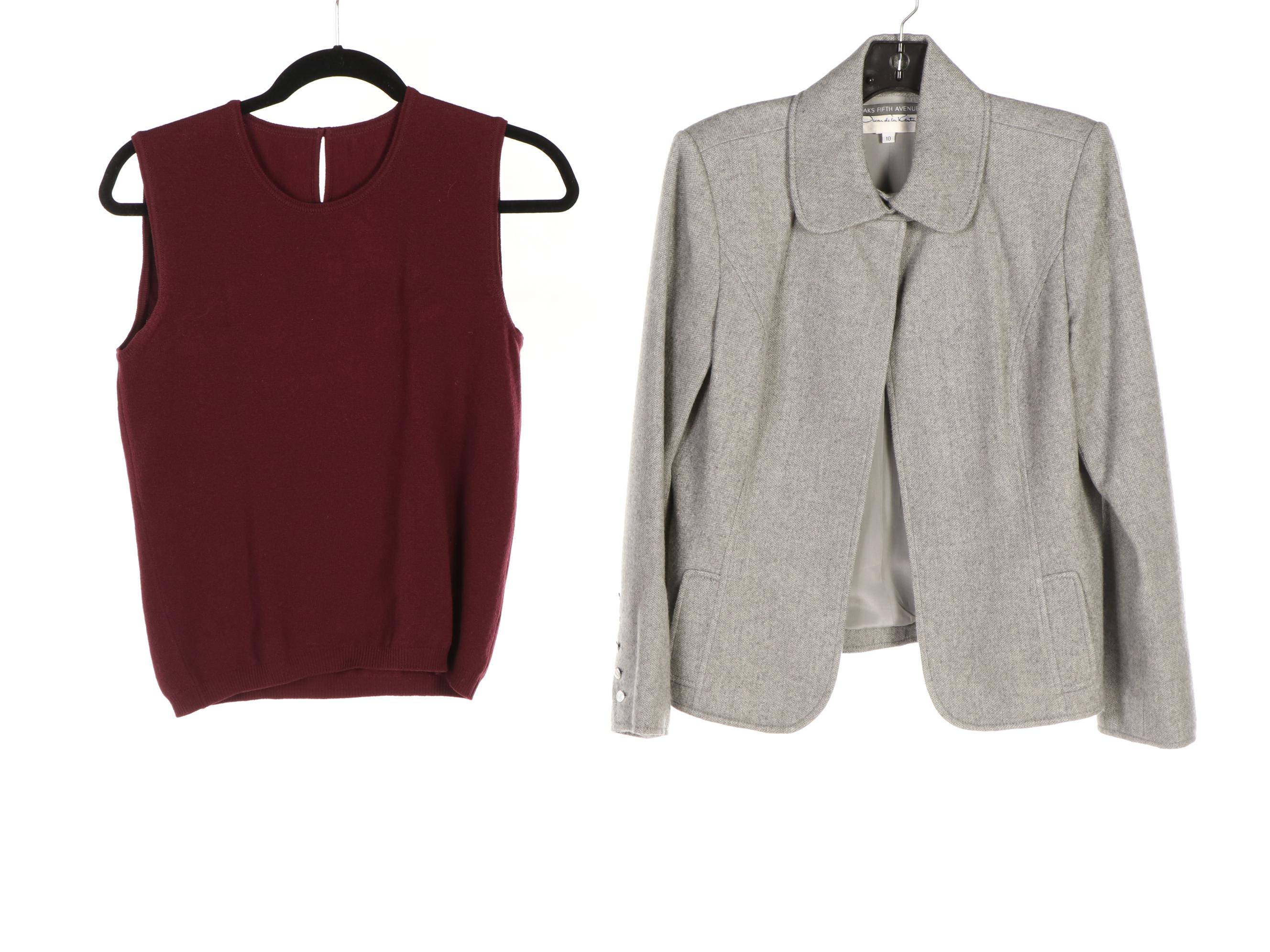 Oscar de la Renta Skirt Suits and Separates with Rena Lange Fringe Wrap Skirt