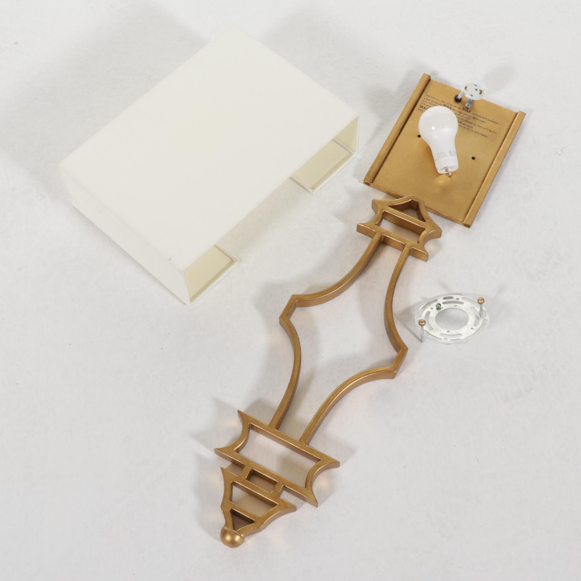 Currey & Company "Eternity" Gilt Metal Wall Sconce with Square Shade